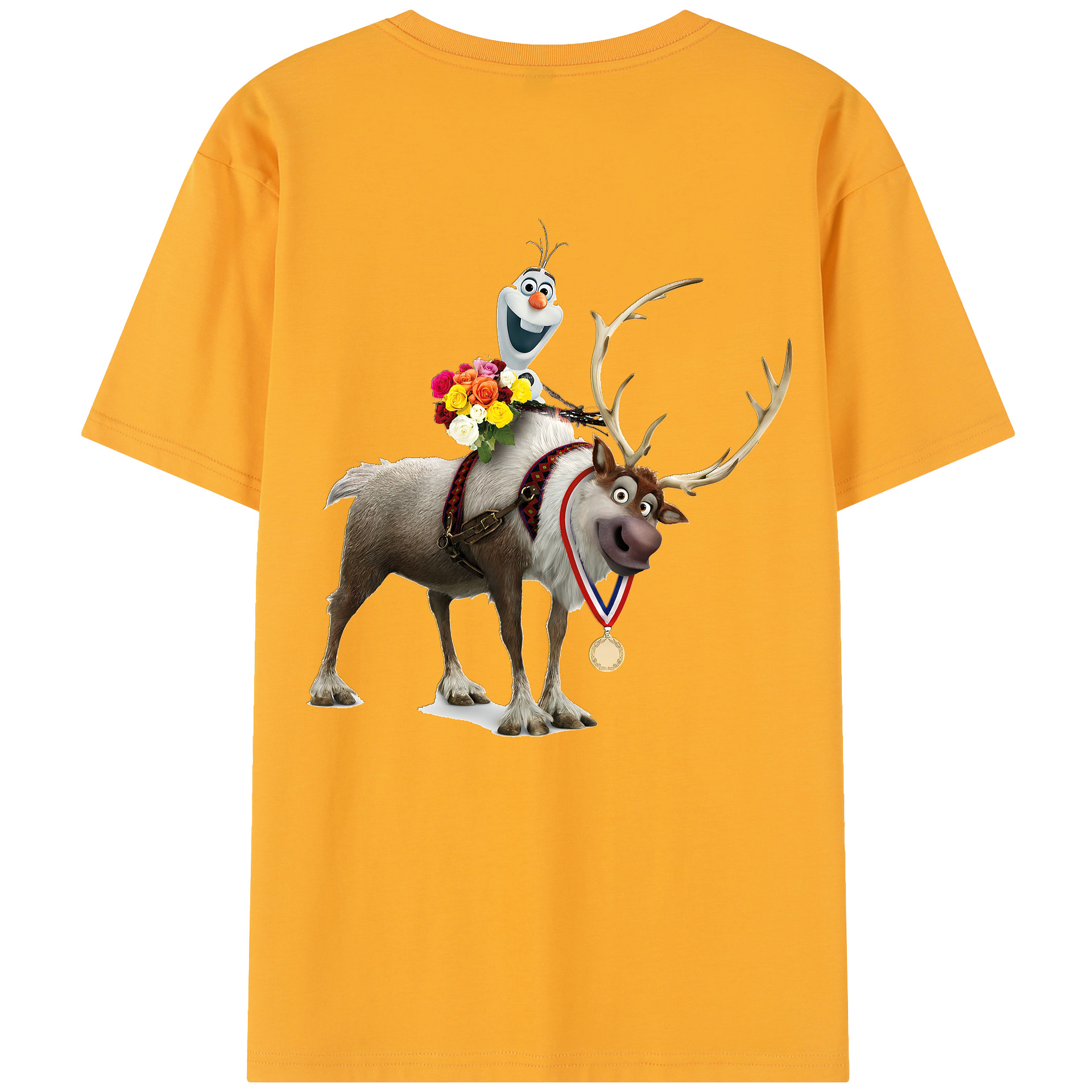 （画像用） アナと雪の女王 アンナ エルサ Frozen Anna Elsa 綿100％半袖Tシャツ（背面プリント）