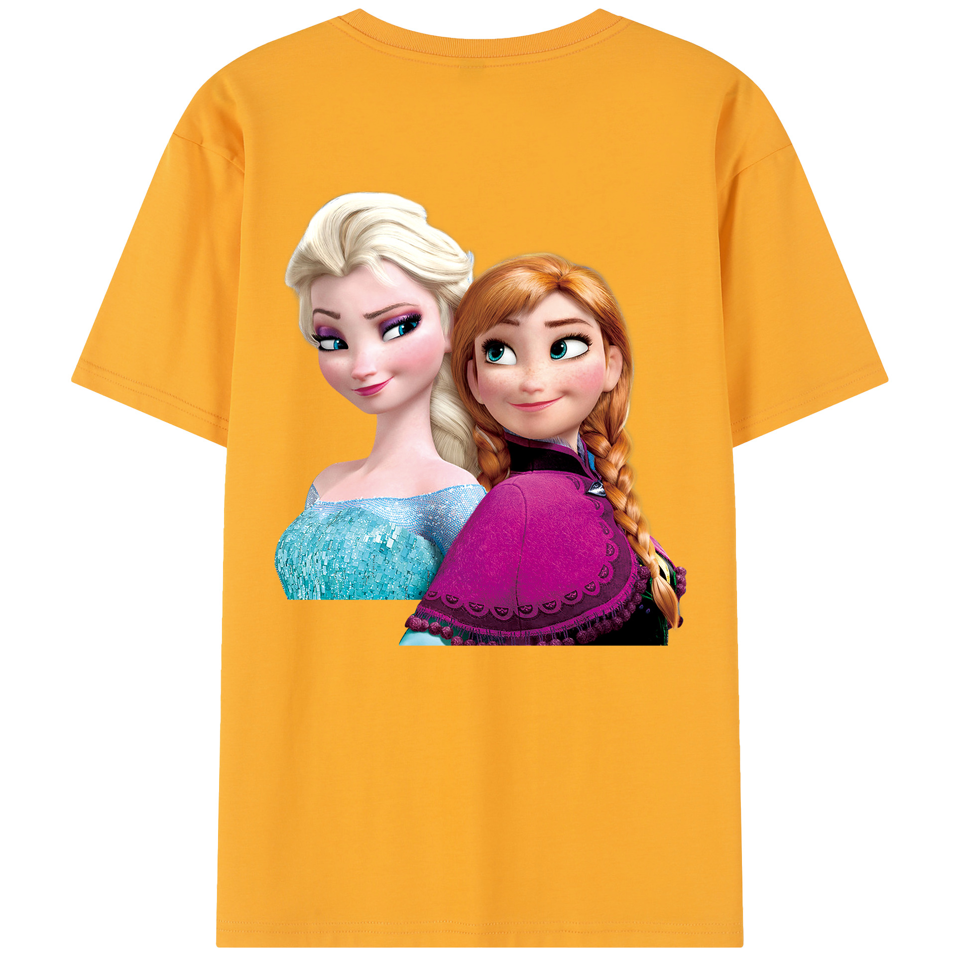 （画像用） アナと雪の女王 アンナ エルサ Frozen Anna Elsa 綿100％半袖Tシャツ（背面プリント）