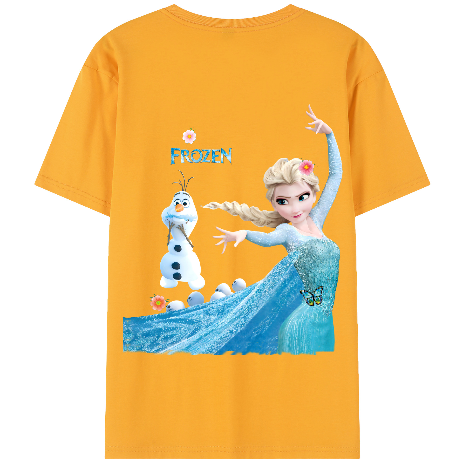 （画像用） アナと雪の女王 アンナ エルサ Frozen Anna Elsa 綿100％半袖Tシャツ（背面プリント）