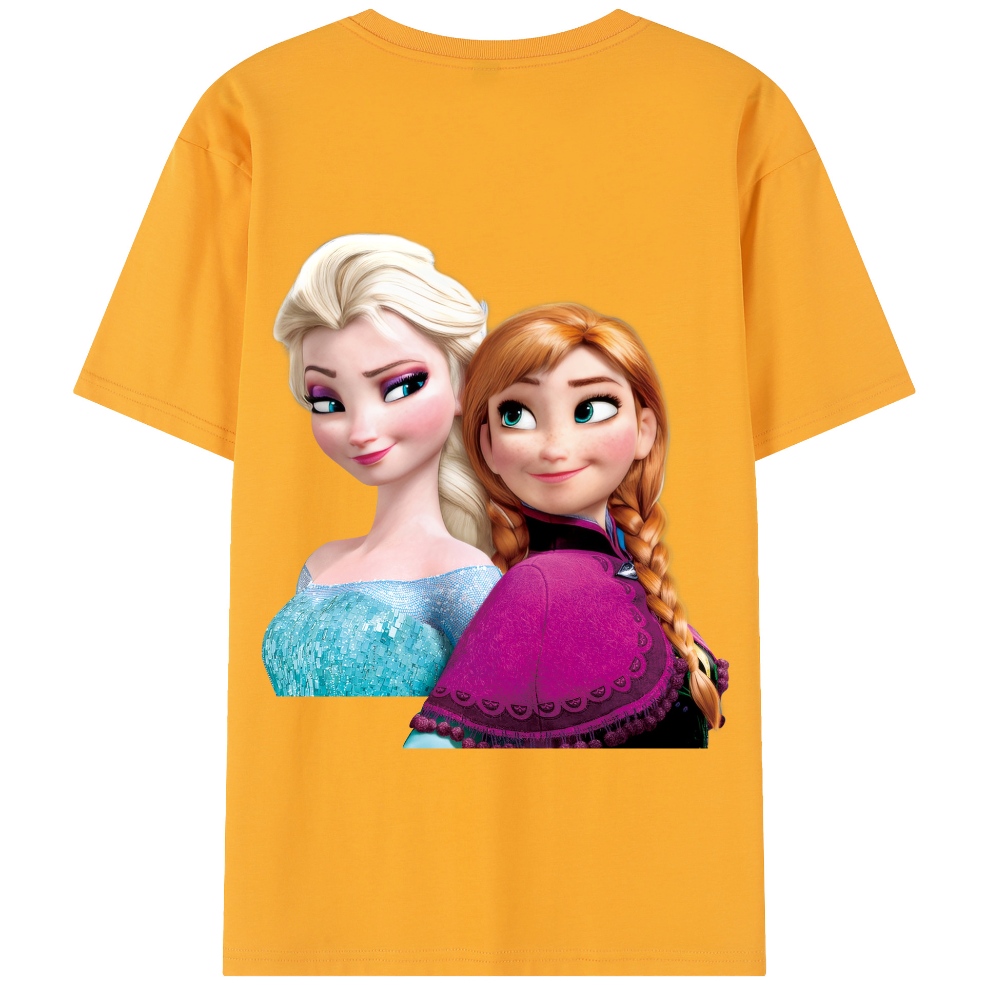 （画像用） アナと雪の女王 アンナ エルサ Frozen Anna Elsa 綿100％半袖Tシャツ（背面プリント）