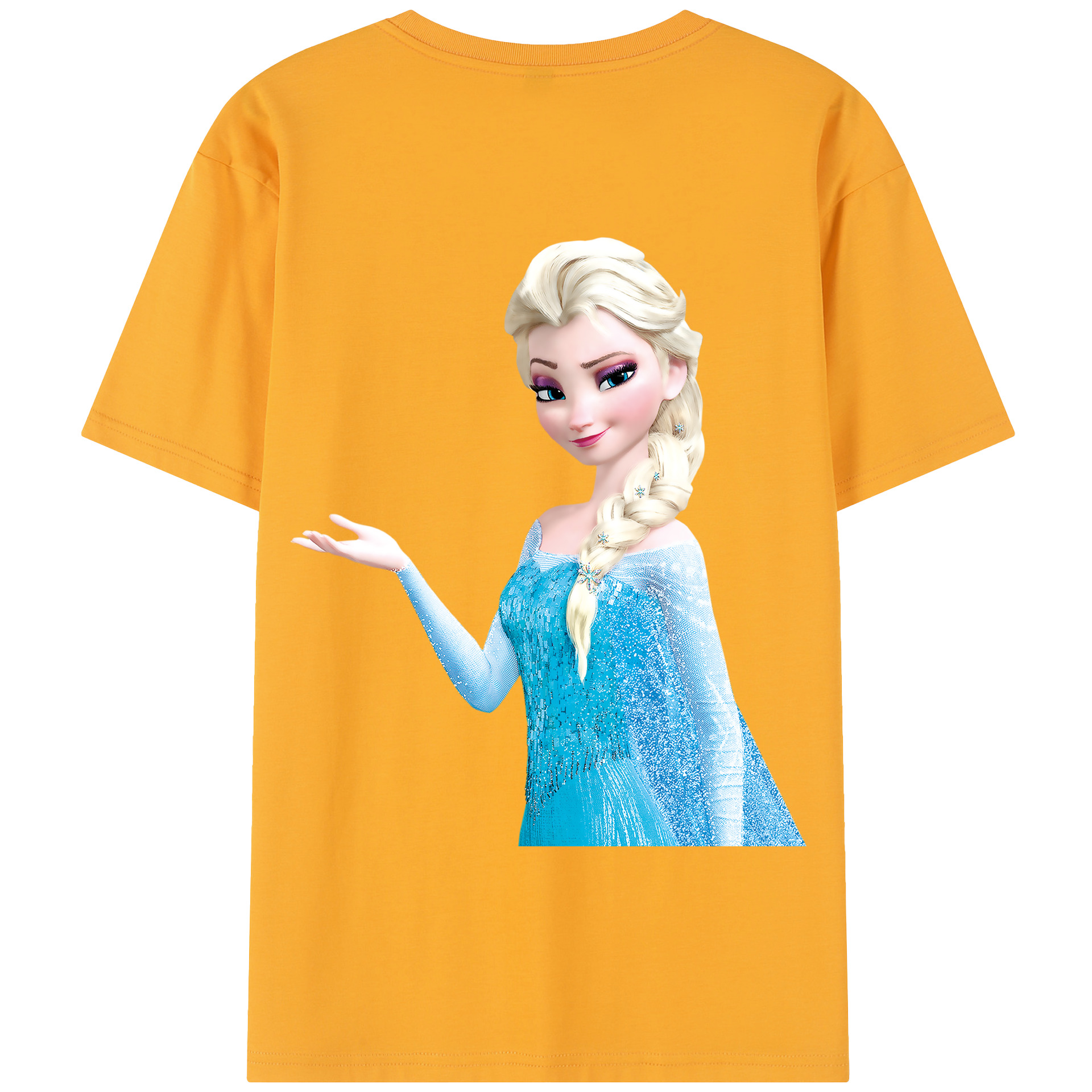 （画像用） アナと雪の女王 アンナ エルサ Frozen Anna Elsa 綿100％半袖Tシャツ（背面プリント）