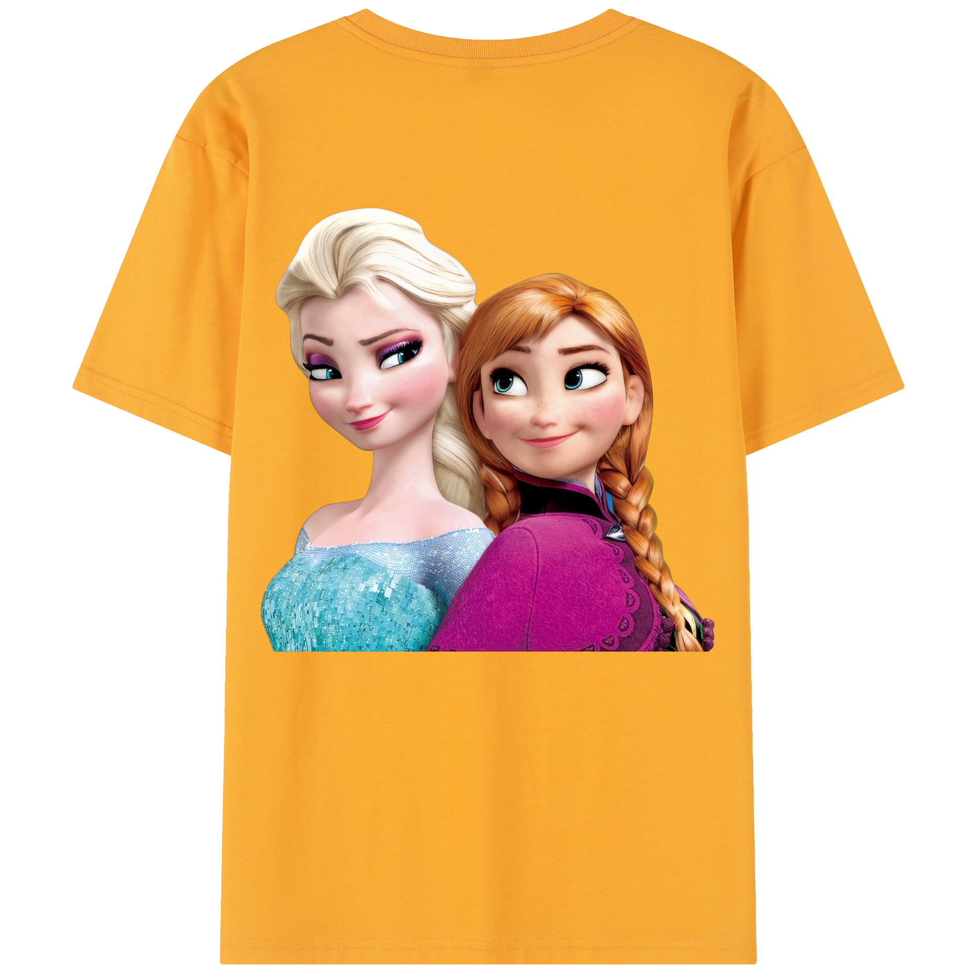 （画像用） アナと雪の女王 アンナ エルサ Frozen Anna Elsa 綿100％半袖Tシャツ（背面プリント）