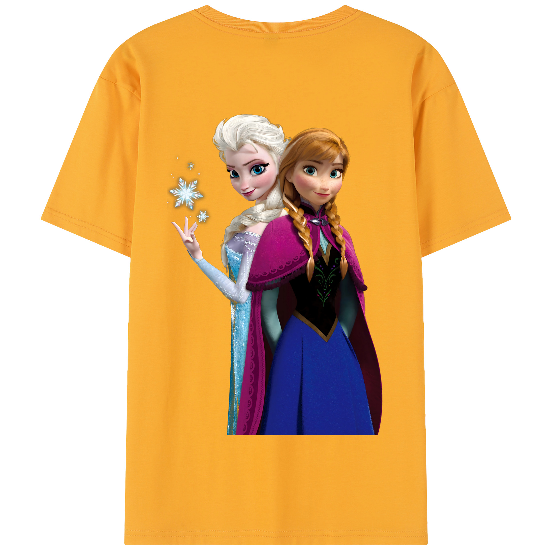 （画像用） アナと雪の女王 アンナ エルサ Frozen Anna Elsa 綿100％半袖Tシャツ（背面プリント）