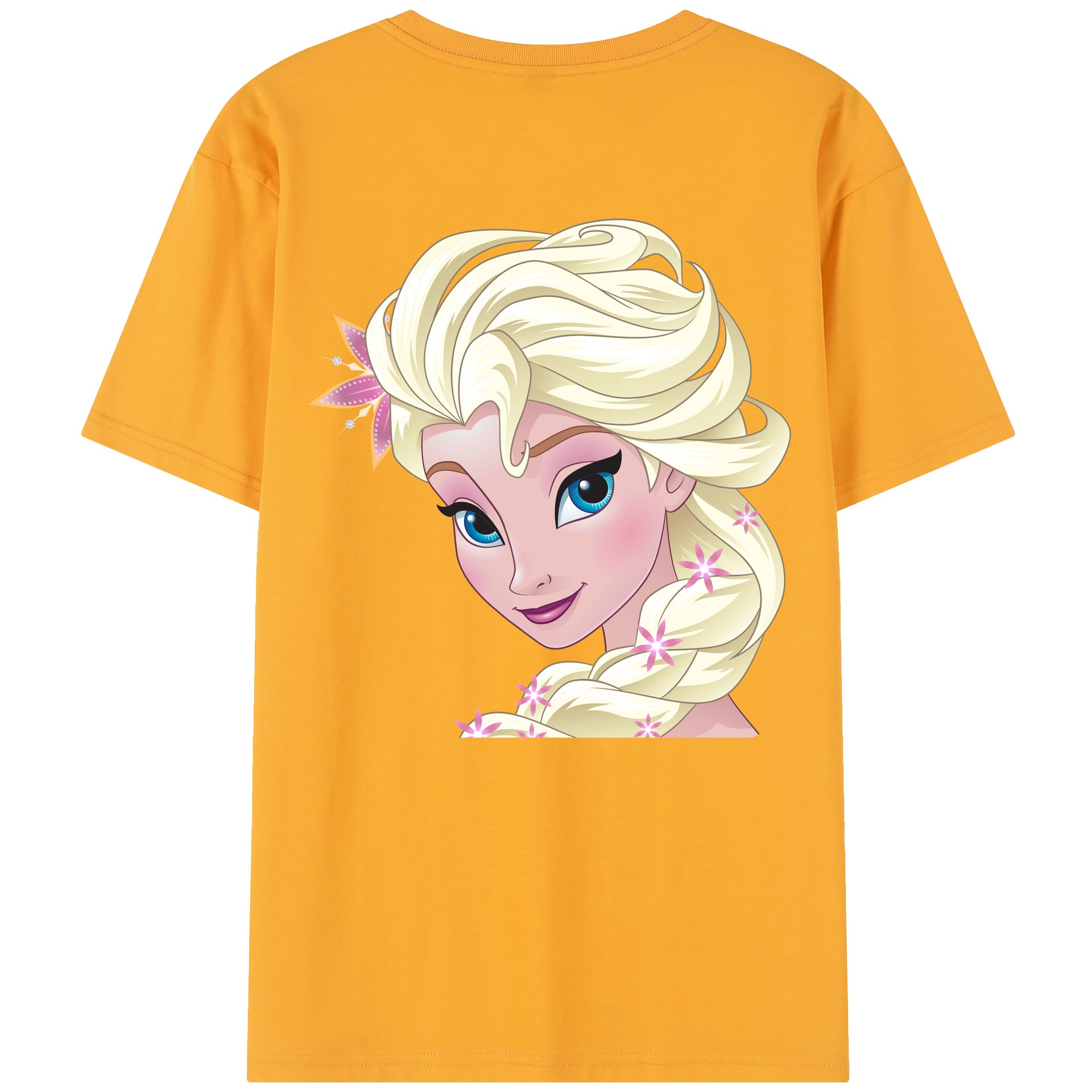 （画像用） アナと雪の女王 アンナ エルサ Frozen Anna Elsa 綿100％半袖Tシャツ（背面プリント）