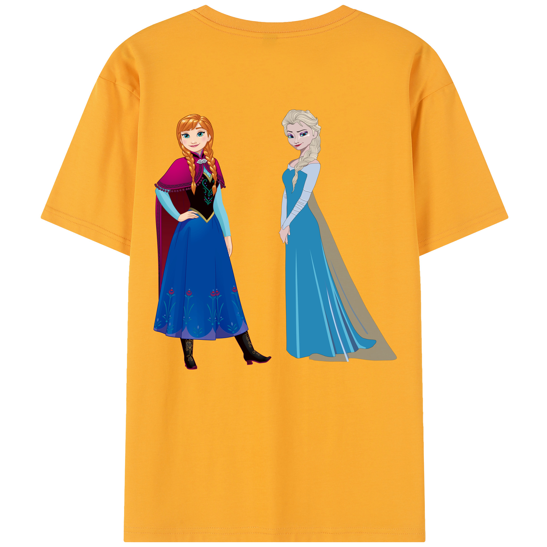 （画像用） アナと雪の女王 アンナ エルサ Frozen Anna Elsa 綿100％半袖Tシャツ（背面プリント）