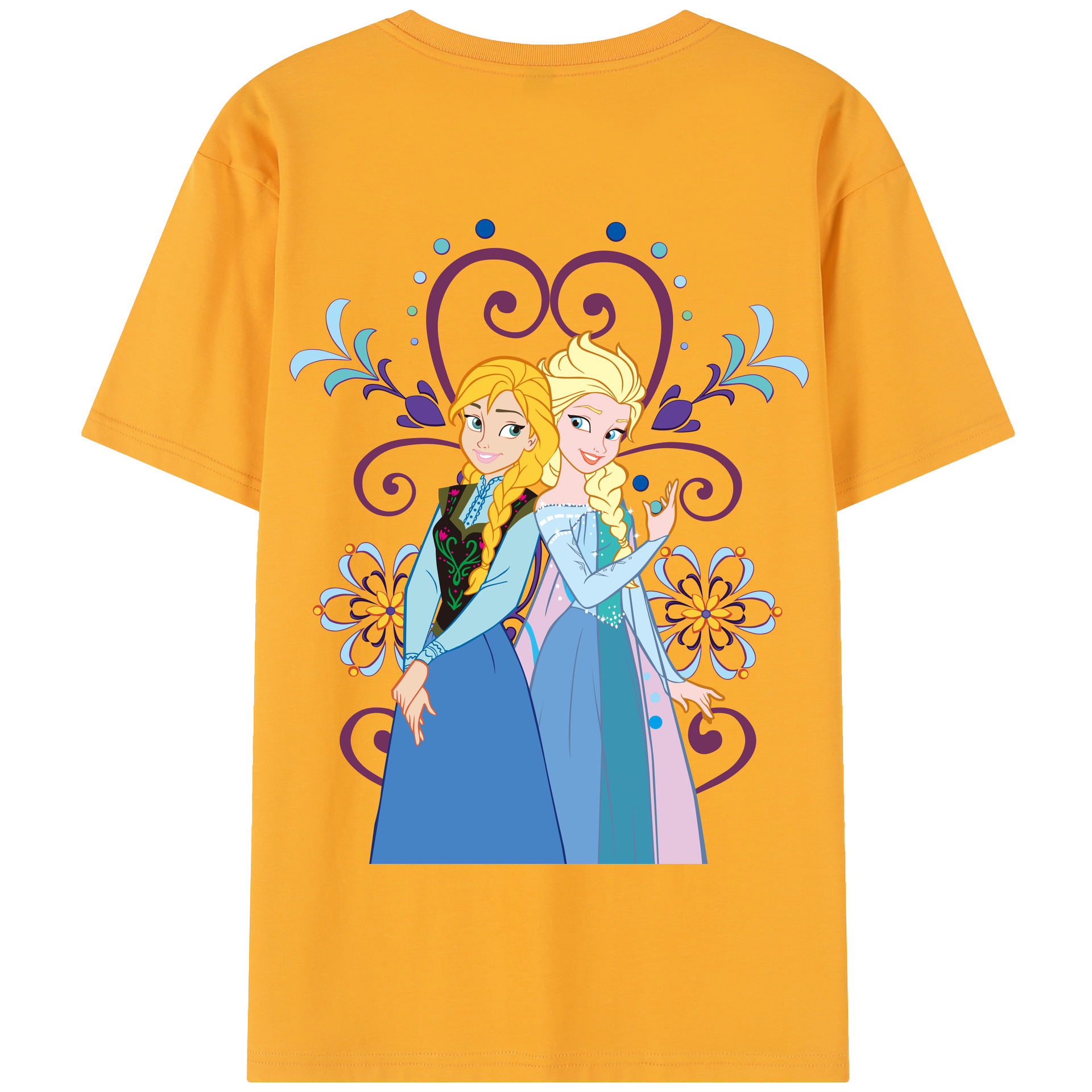 （画像用） アナと雪の女王 アンナ エルサ Frozen Anna Elsa 綿100％半袖Tシャツ（背面プリント）