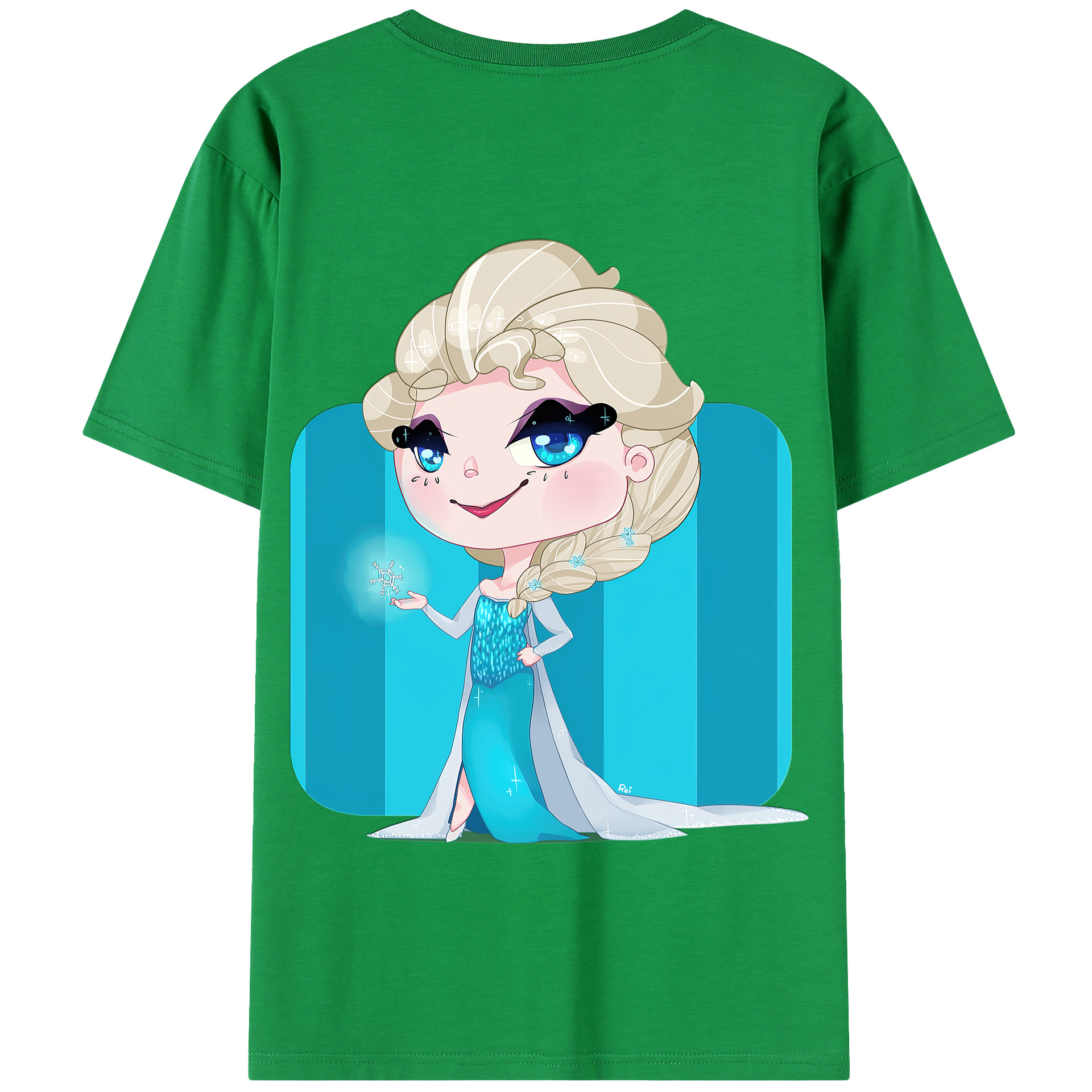 （画像用） アナと雪の女王 アンナ エルサ Frozen Anna Elsa 綿100％半袖Tシャツ（背面プリント）