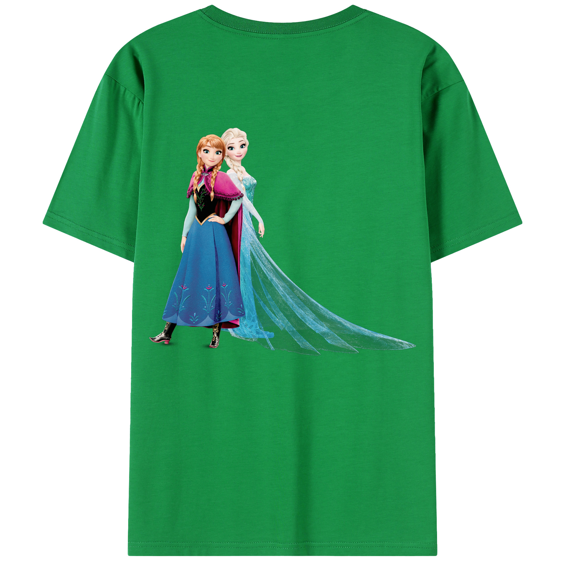 （画像用） アナと雪の女王 アンナ エルサ Frozen Anna Elsa 綿100％半袖Tシャツ（背面プリント）