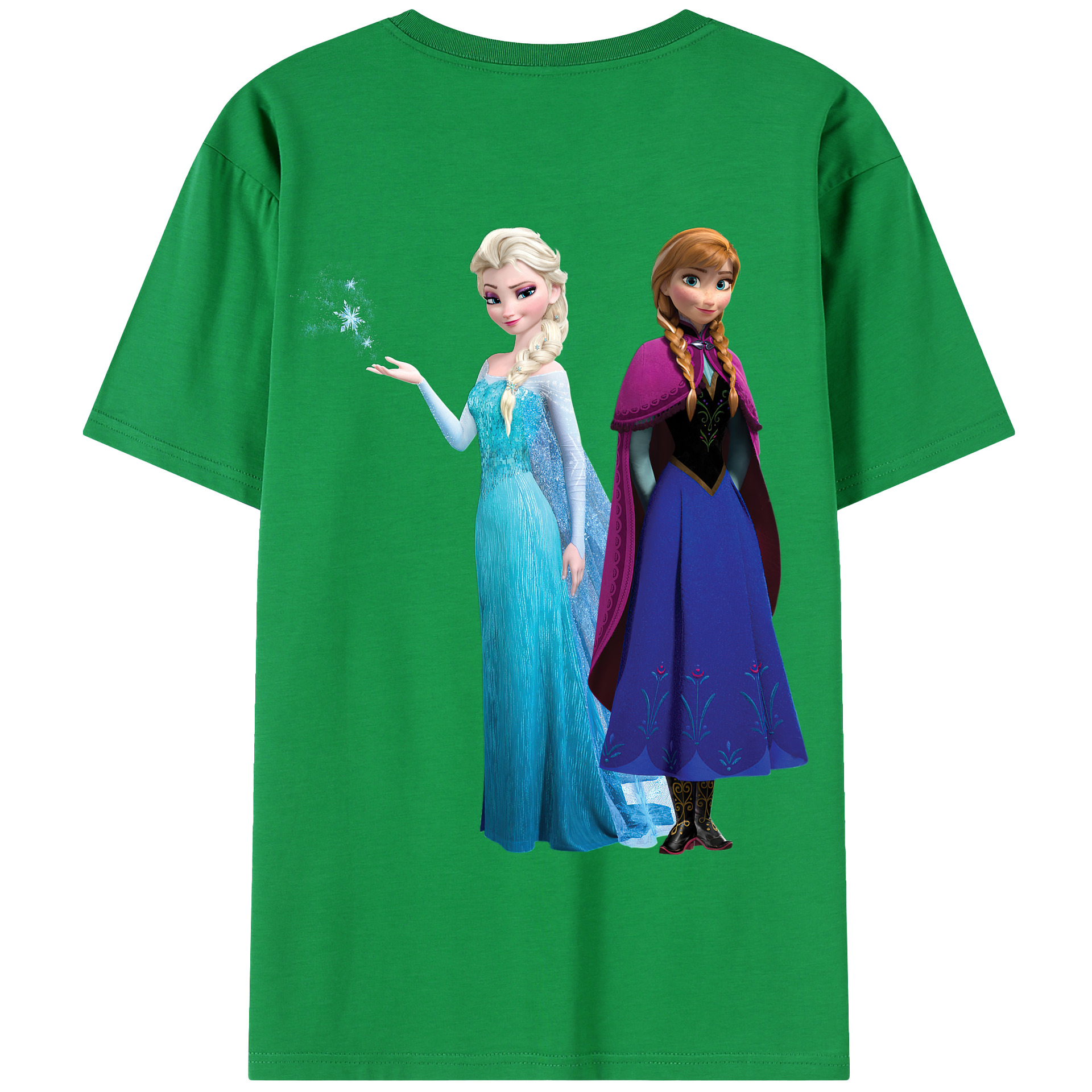 （画像用） アナと雪の女王 アンナ エルサ Frozen Anna Elsa 綿100％半袖Tシャツ（背面プリント）