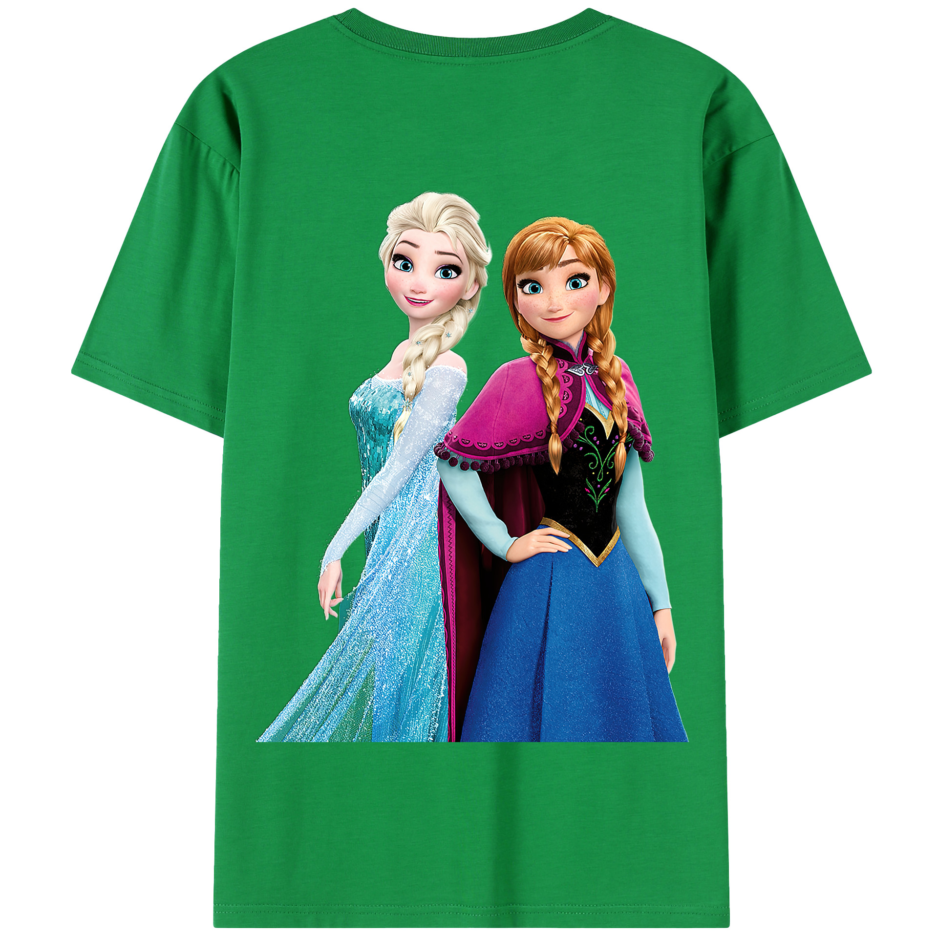 （画像用） アナと雪の女王 アンナ エルサ Frozen Anna Elsa 綿100％半袖Tシャツ（背面プリント）