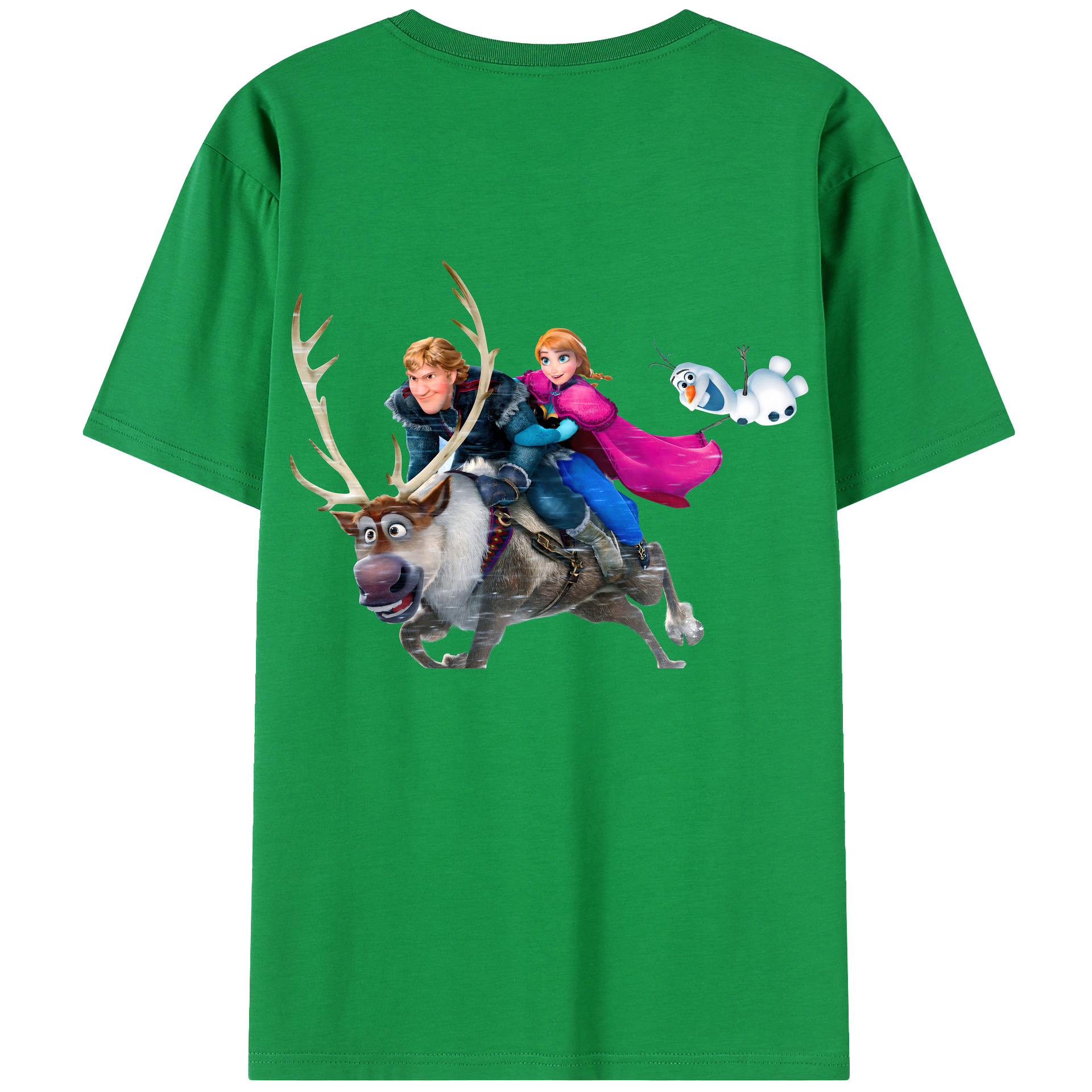 （画像用） アナと雪の女王 アンナ エルサ Frozen Anna Elsa 綿100％半袖Tシャツ（背面プリント）