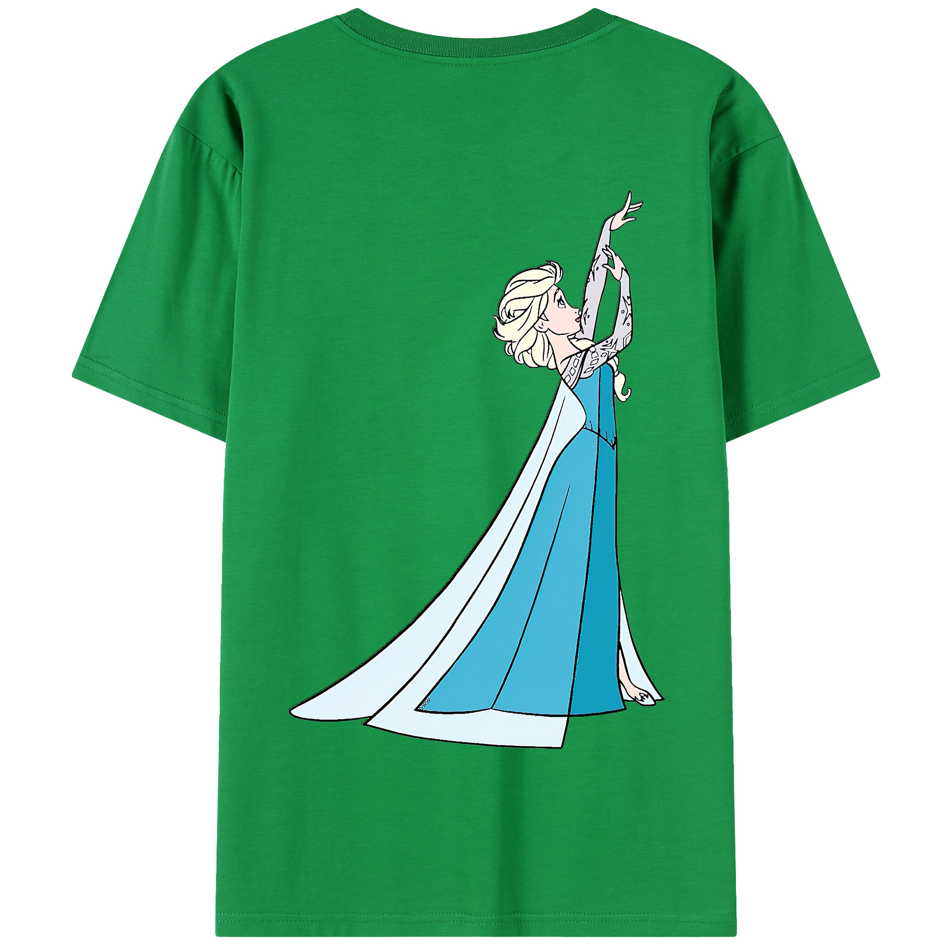 （画像用） アナと雪の女王 アンナ エルサ Frozen Anna Elsa 綿100％半袖Tシャツ（背面プリント）