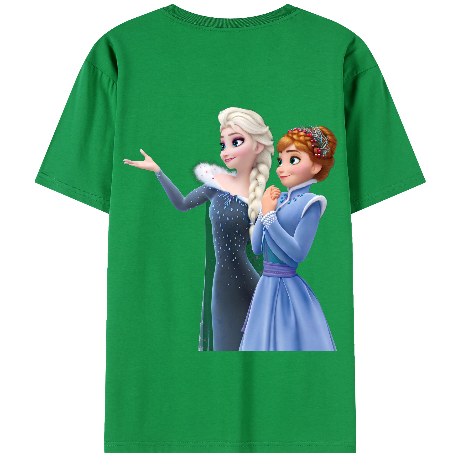 （画像用） アナと雪の女王 アンナ エルサ Frozen Anna Elsa 綿100％半袖Tシャツ（背面プリント）