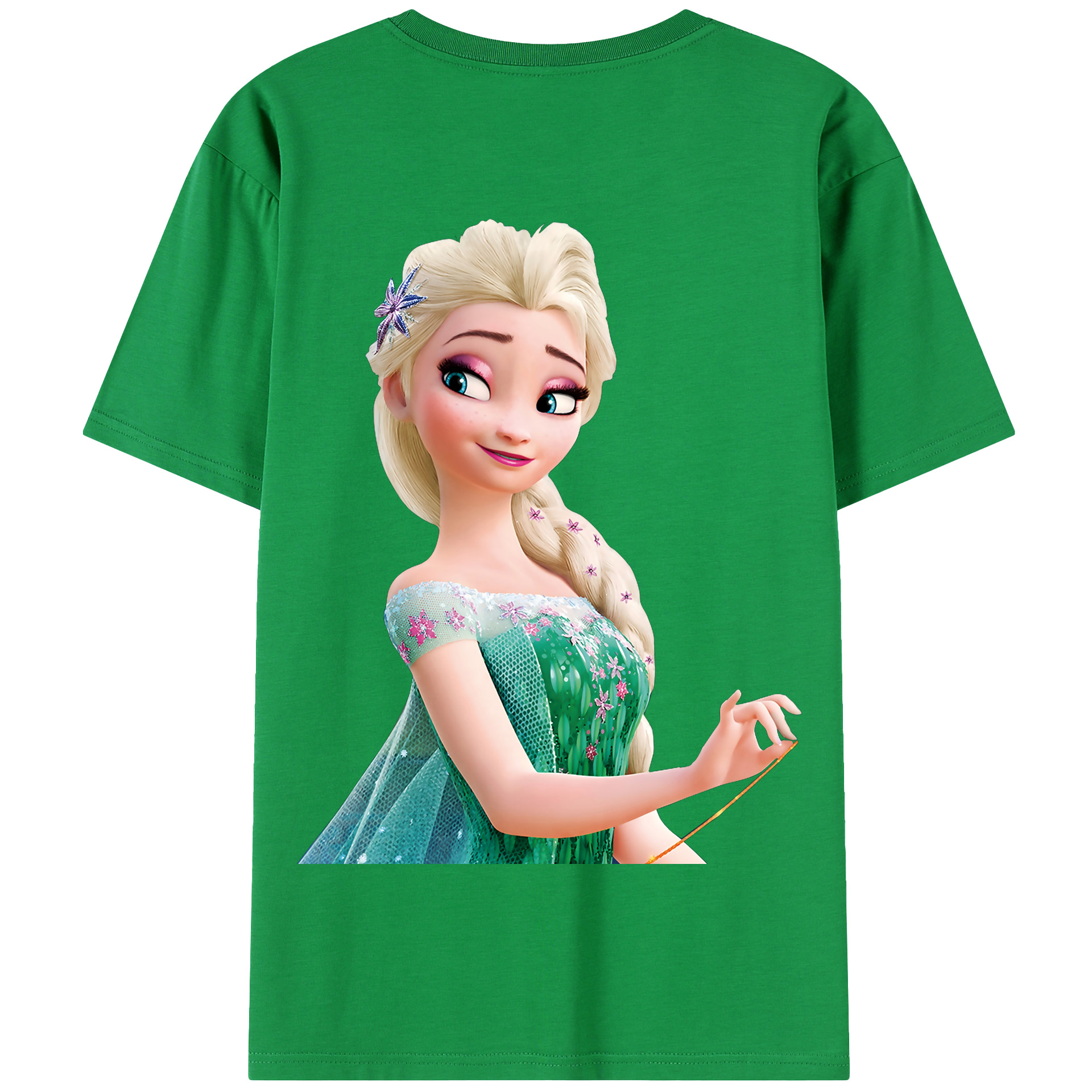 （画像用） アナと雪の女王 アンナ エルサ Frozen Anna Elsa 綿100％半袖Tシャツ（背面プリント）
