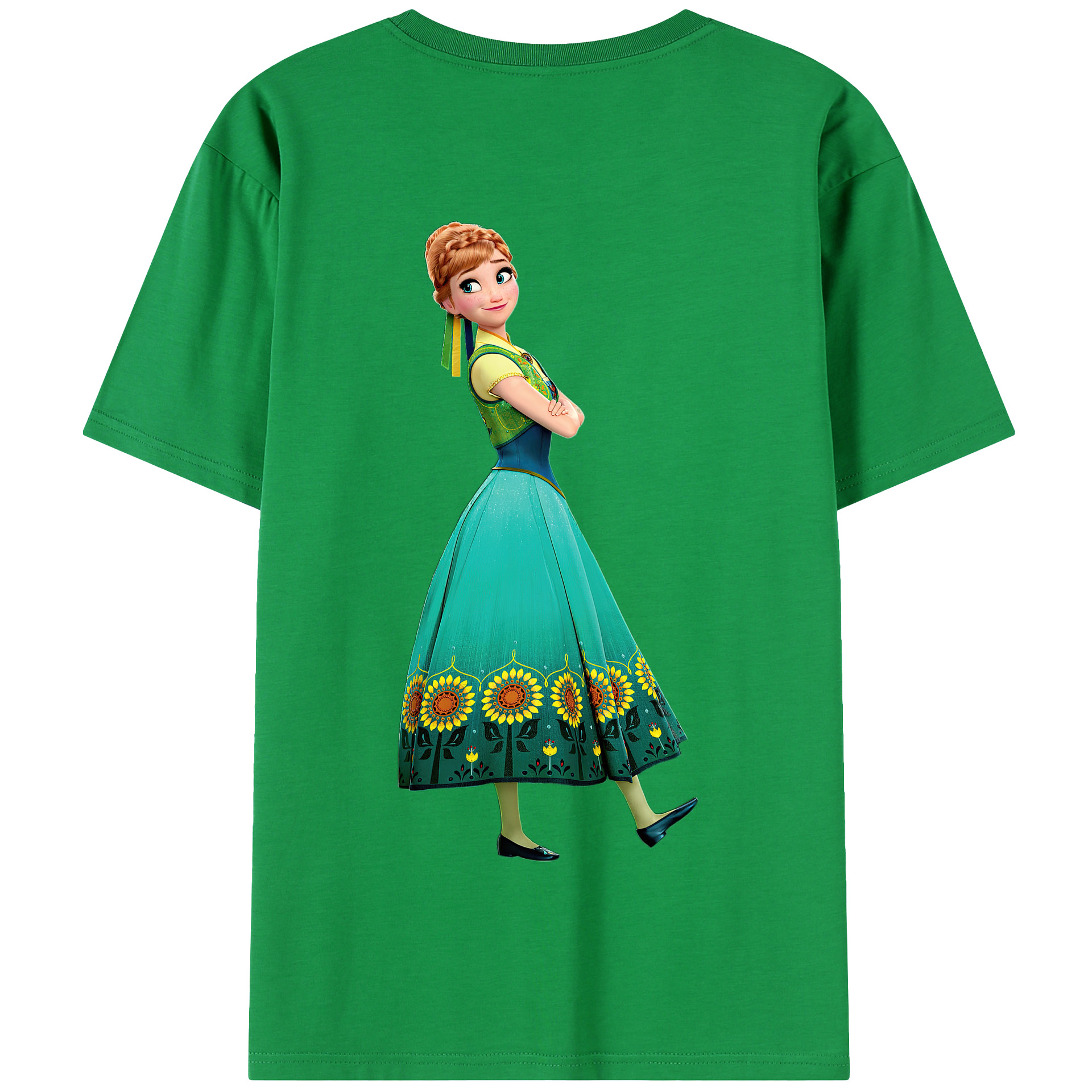 （画像用） アナと雪の女王 アンナ エルサ Frozen Anna Elsa 綿100％半袖Tシャツ（背面プリント）