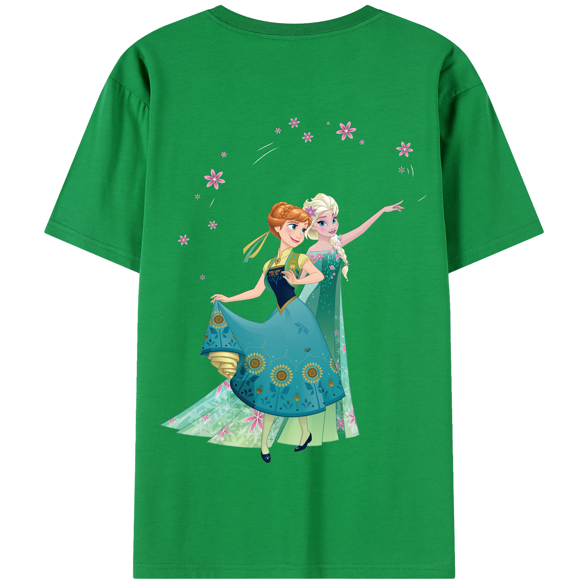 （画像用） アナと雪の女王 アンナ エルサ Frozen Anna Elsa 綿100％半袖Tシャツ（背面プリント）