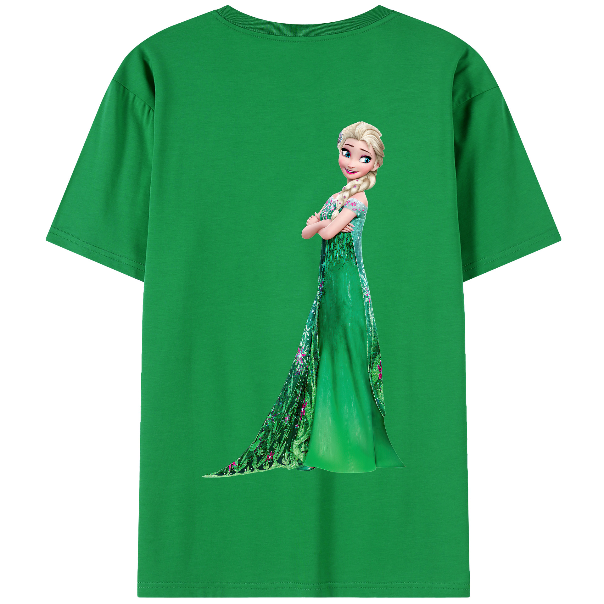 （画像用） アナと雪の女王 アンナ エルサ Frozen Anna Elsa 綿100％半袖Tシャツ（背面プリント）