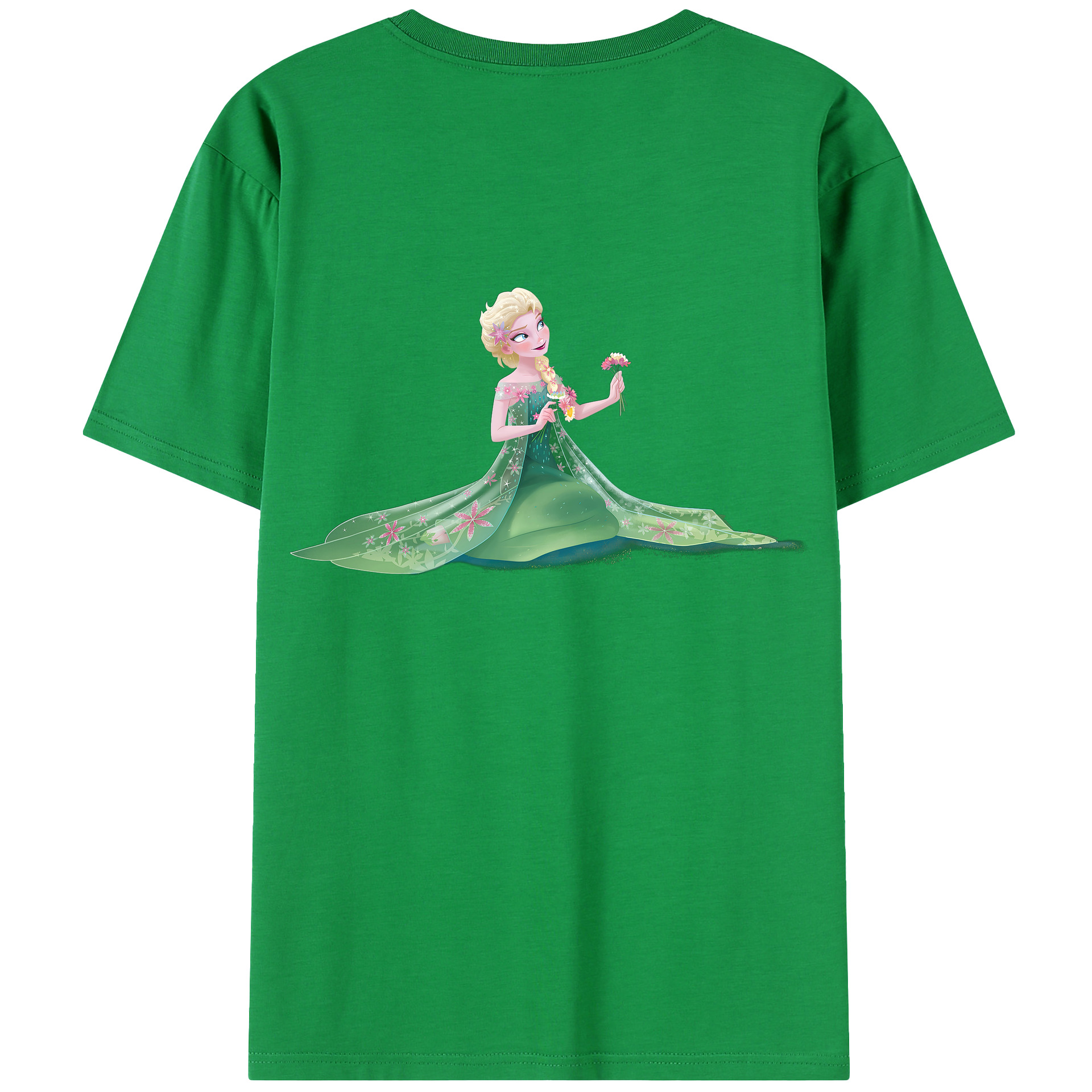（画像用） アナと雪の女王 アンナ エルサ Frozen Anna Elsa 綿100％半袖Tシャツ（背面プリント）