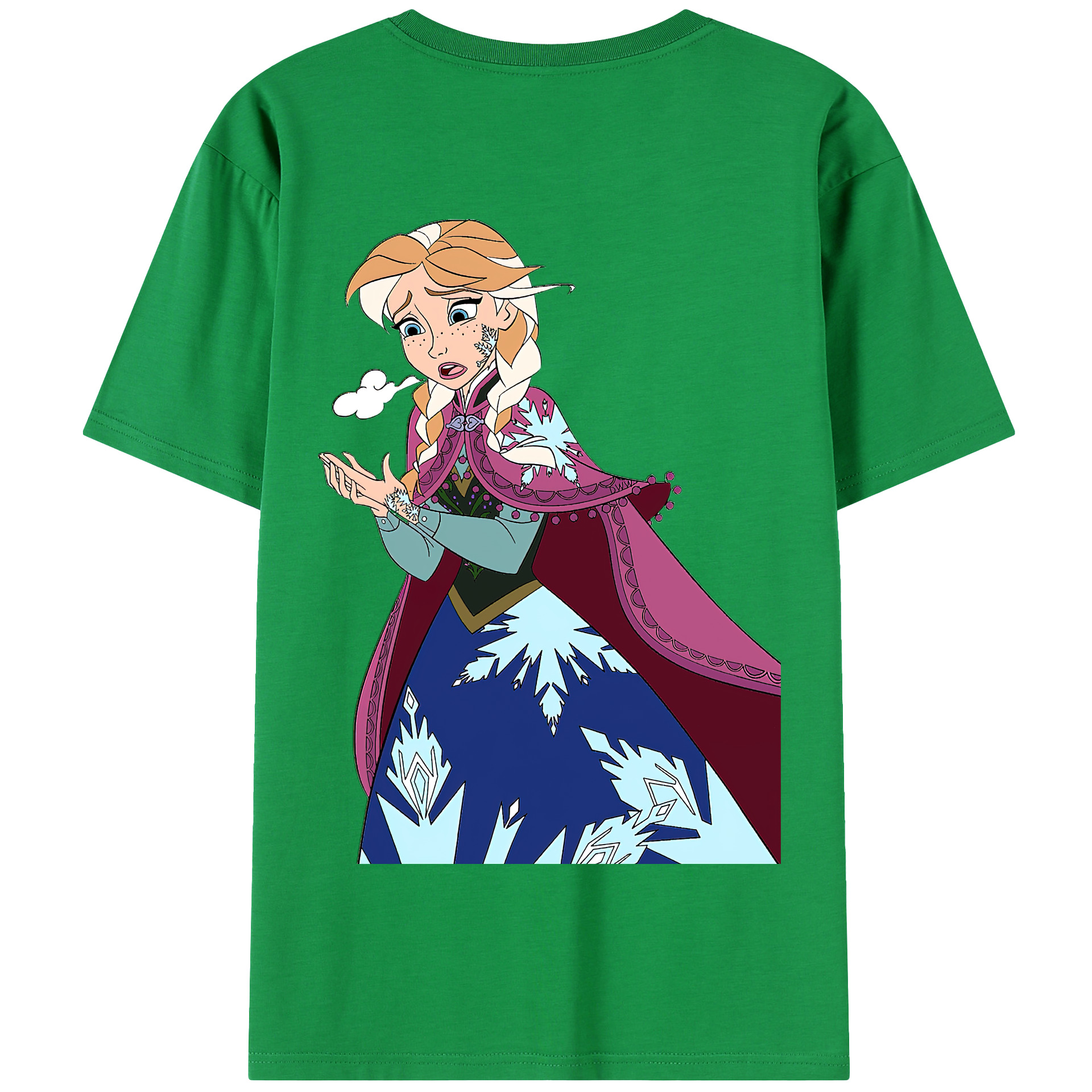 （画像用） アナと雪の女王 アンナ エルサ Frozen Anna Elsa 綿100％半袖Tシャツ（背面プリント）