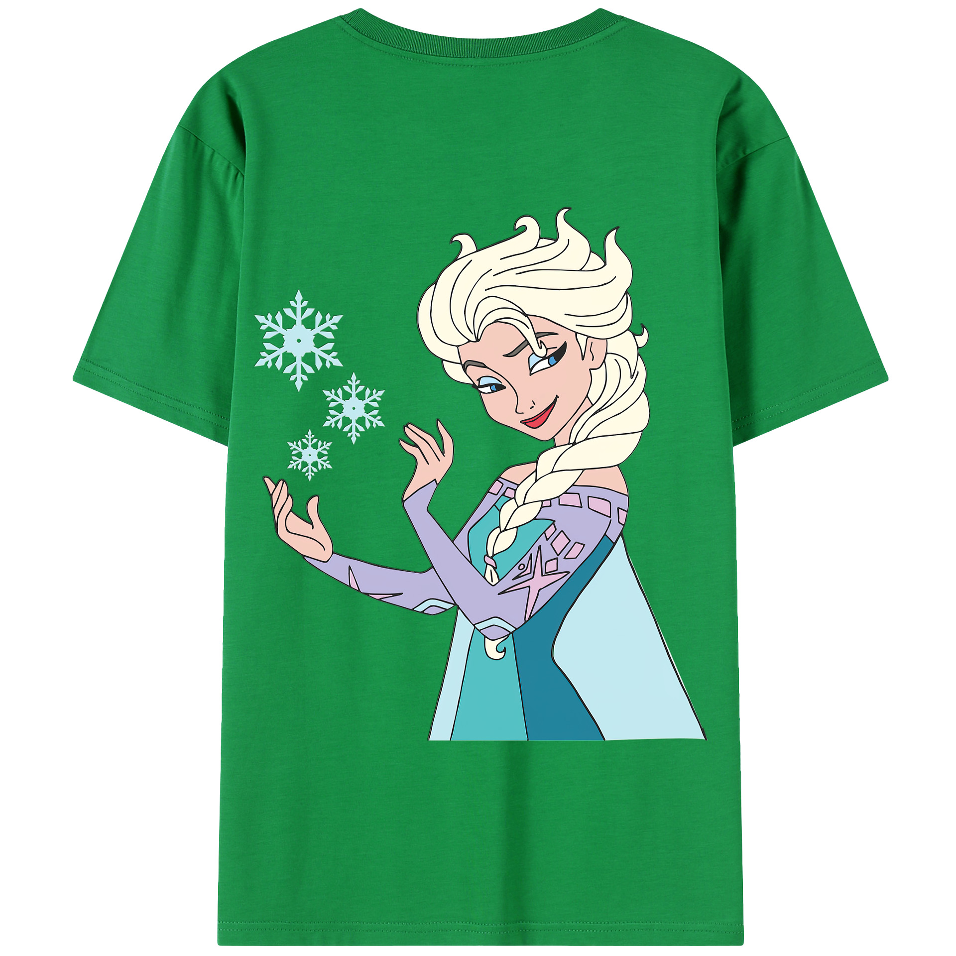 （画像用） アナと雪の女王 アンナ エルサ Frozen Anna Elsa 綿100％半袖Tシャツ（背面プリント）