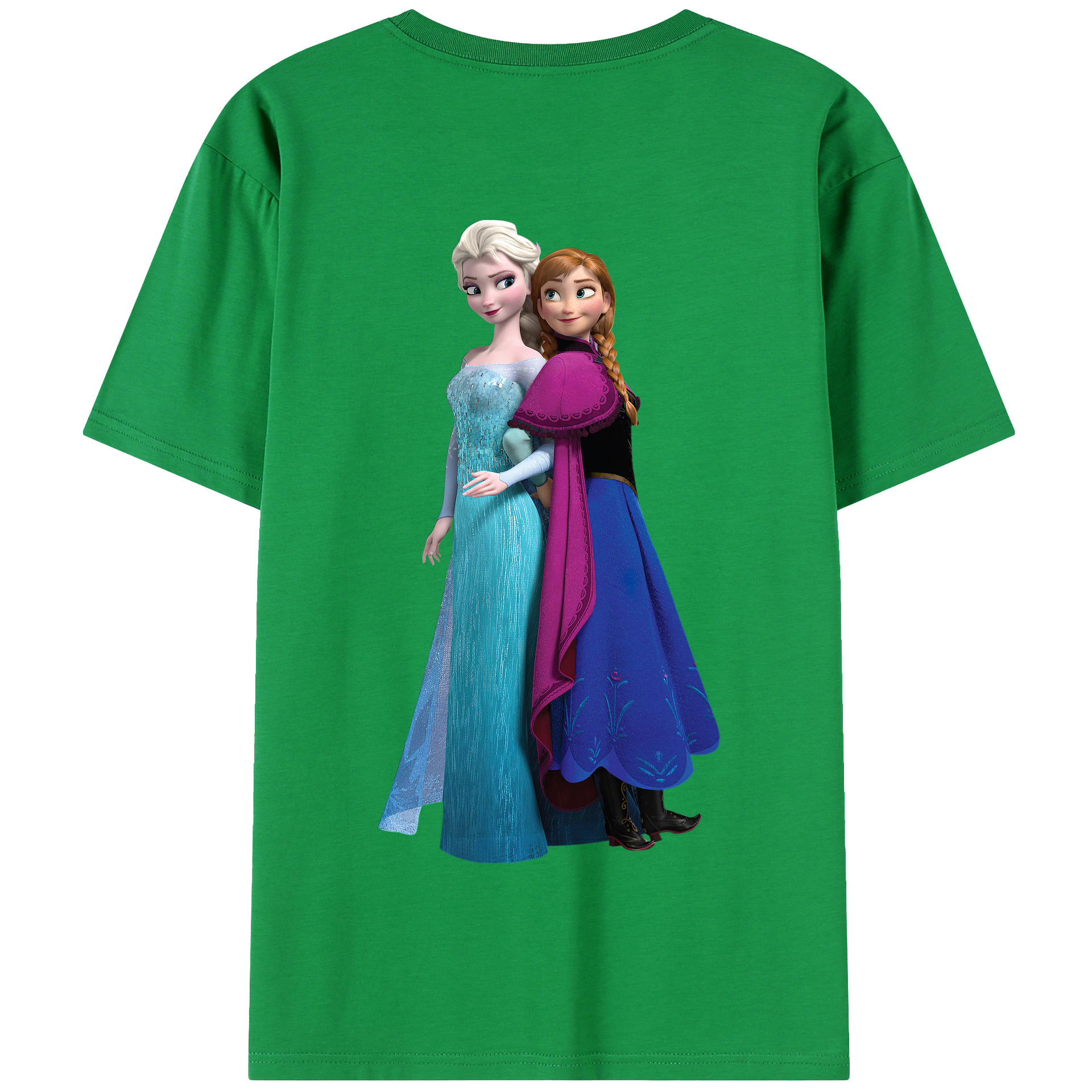 （画像用） アナと雪の女王 アンナ エルサ Frozen Anna Elsa 綿100％半袖Tシャツ（背面プリント）