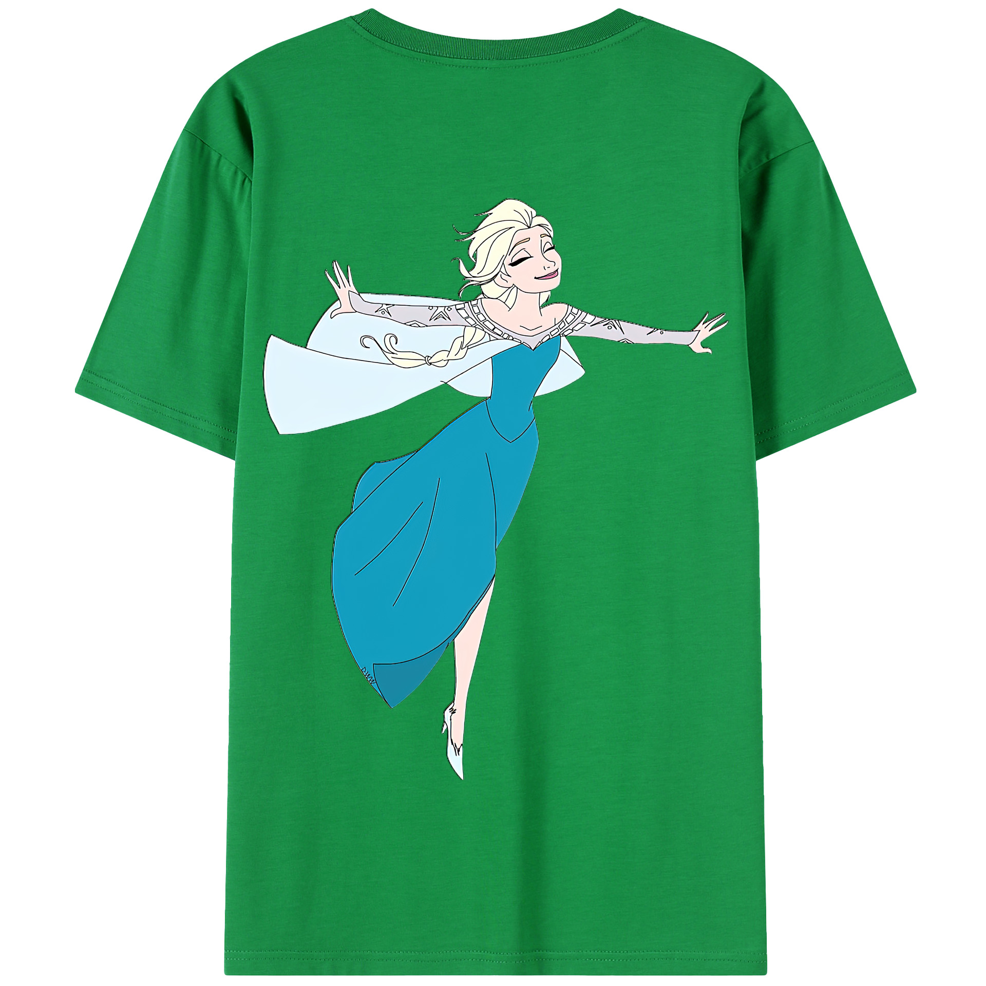 （画像用） アナと雪の女王 アンナ エルサ Frozen Anna Elsa 綿100％半袖Tシャツ（背面プリント）