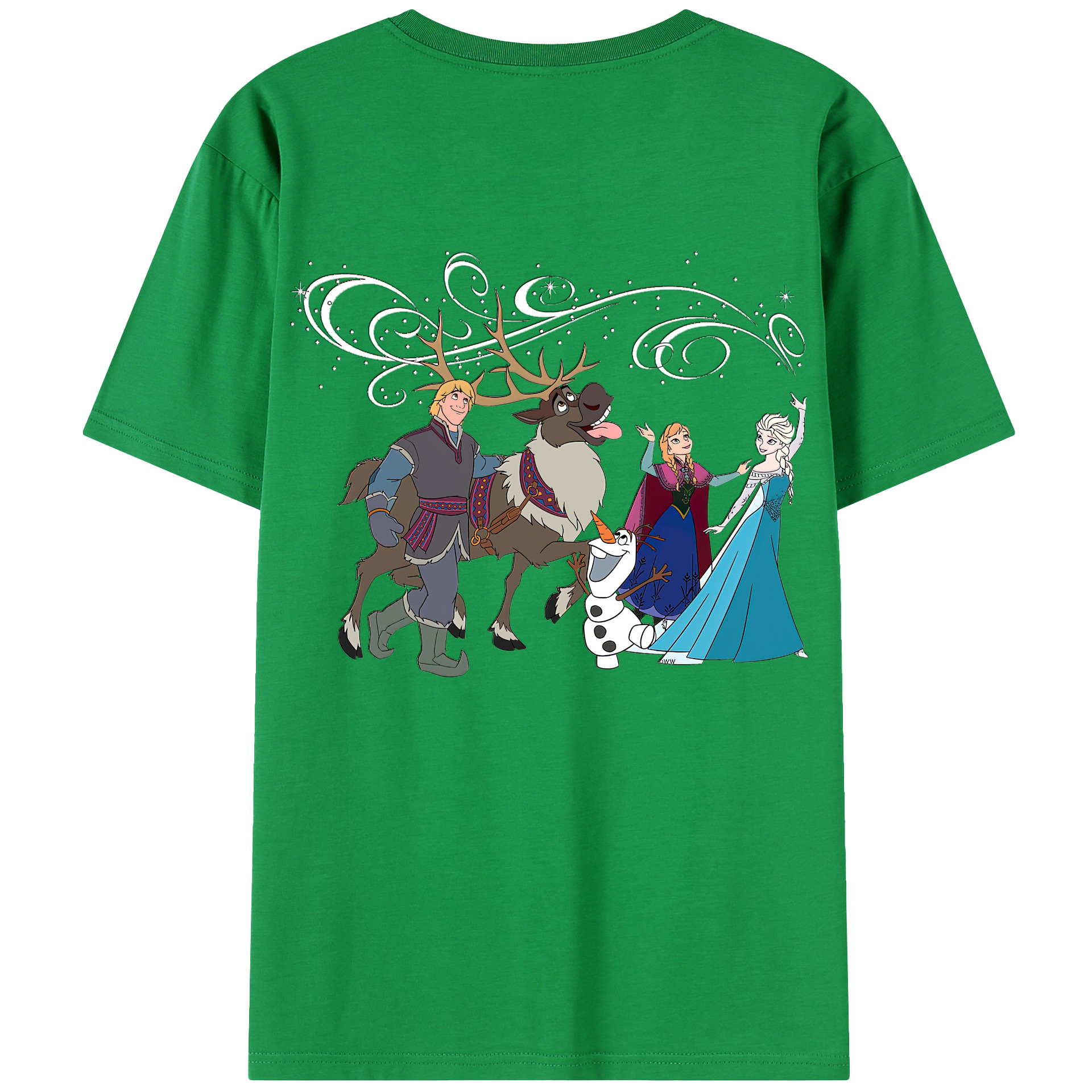 （画像用） アナと雪の女王 アンナ エルサ Frozen Anna Elsa 綿100％半袖Tシャツ（背面プリント）