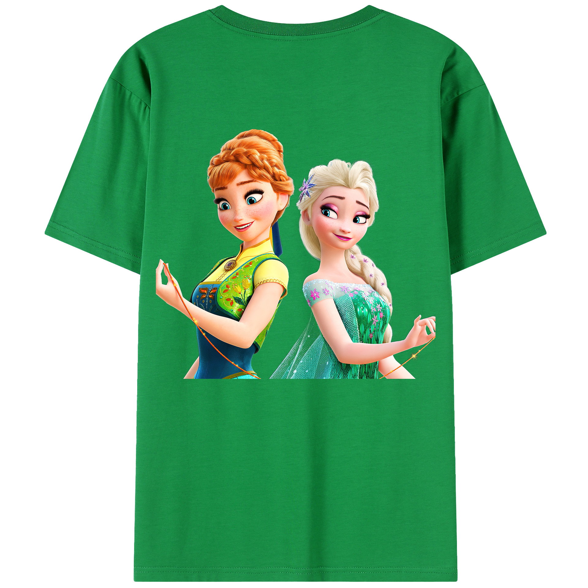（画像用） アナと雪の女王 アンナ エルサ Frozen Anna Elsa 綿100％半袖Tシャツ（背面プリント）
