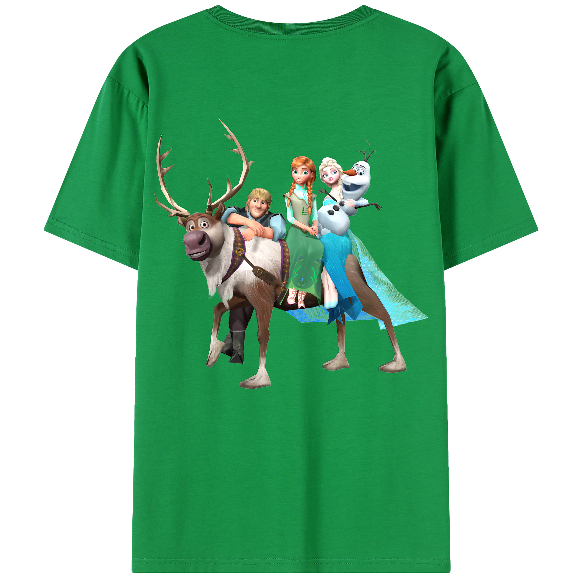 （画像用） アナと雪の女王 アンナ エルサ Frozen Anna Elsa 綿100％半袖Tシャツ（背面プリント）