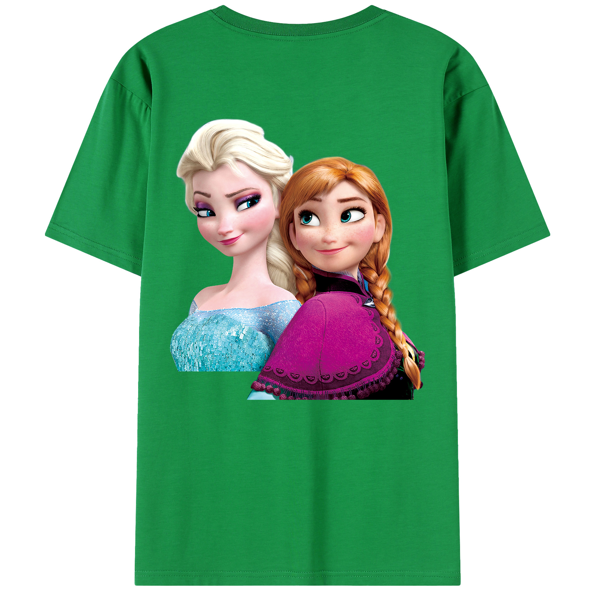 （画像用） アナと雪の女王 アンナ エルサ Frozen Anna Elsa 綿100％半袖Tシャツ（背面プリント）