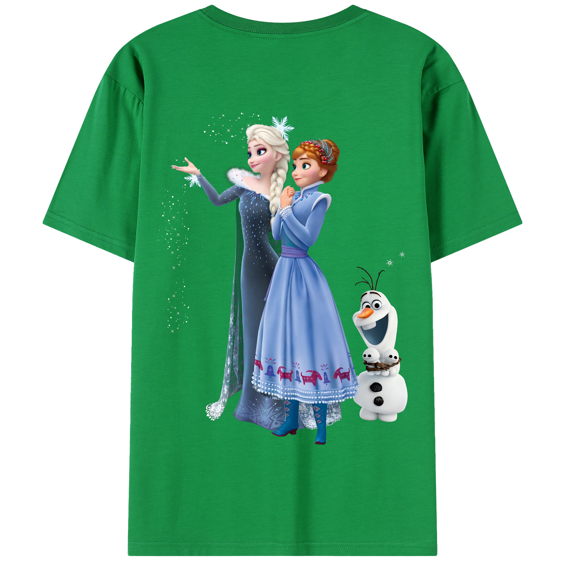 （画像用） アナと雪の女王 アンナ エルサ Frozen Anna Elsa 綿100％半袖Tシャツ（背面プリント）