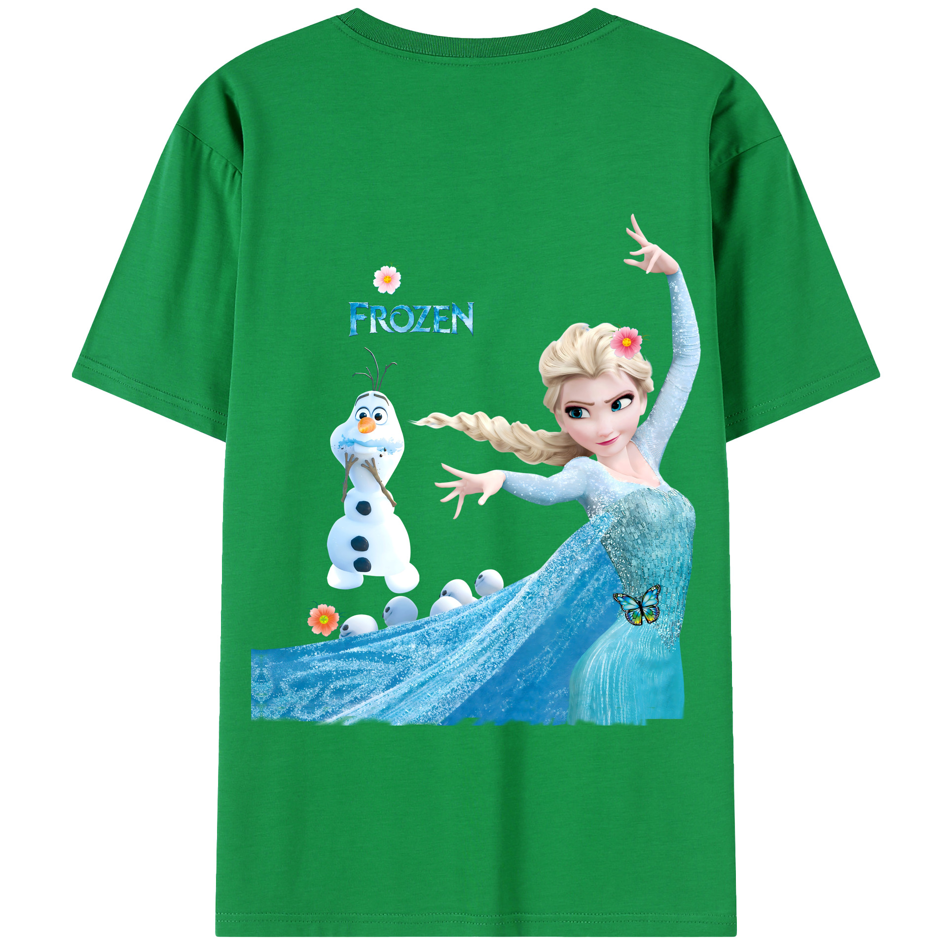 （画像用） アナと雪の女王 アンナ エルサ Frozen Anna Elsa 綿100％半袖Tシャツ（背面プリント）