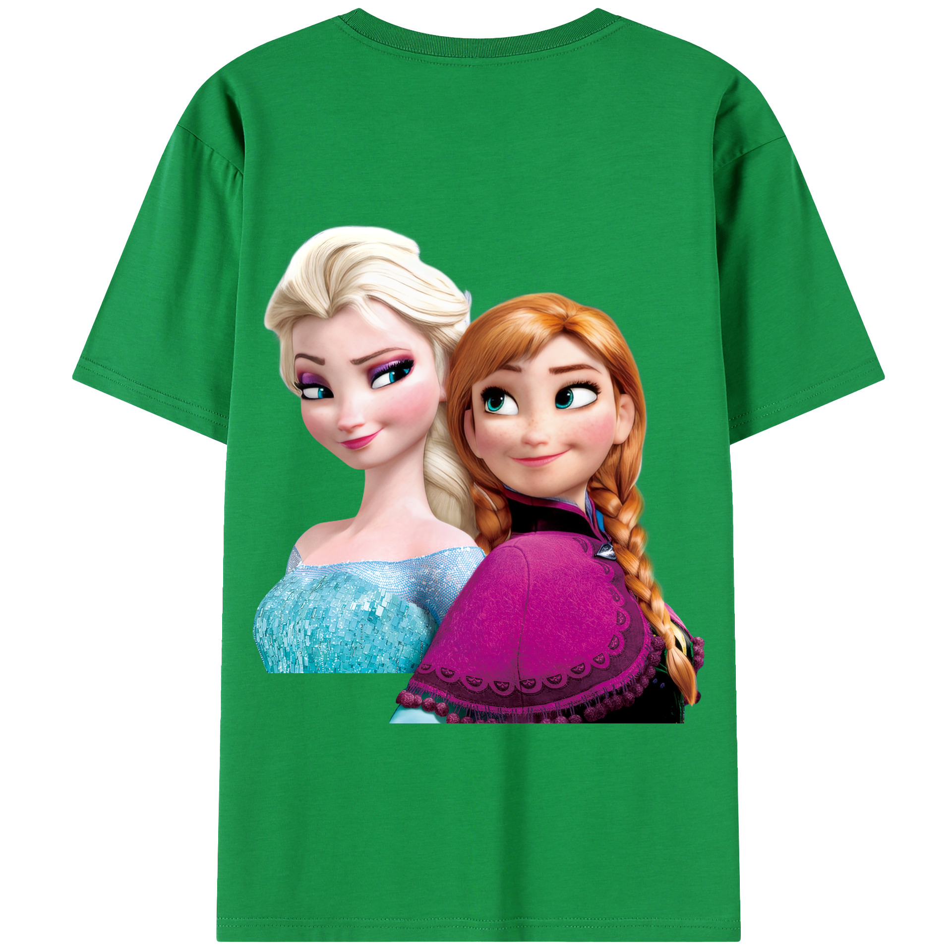 （画像用） アナと雪の女王 アンナ エルサ Frozen Anna Elsa 綿100％半袖Tシャツ（背面プリント）