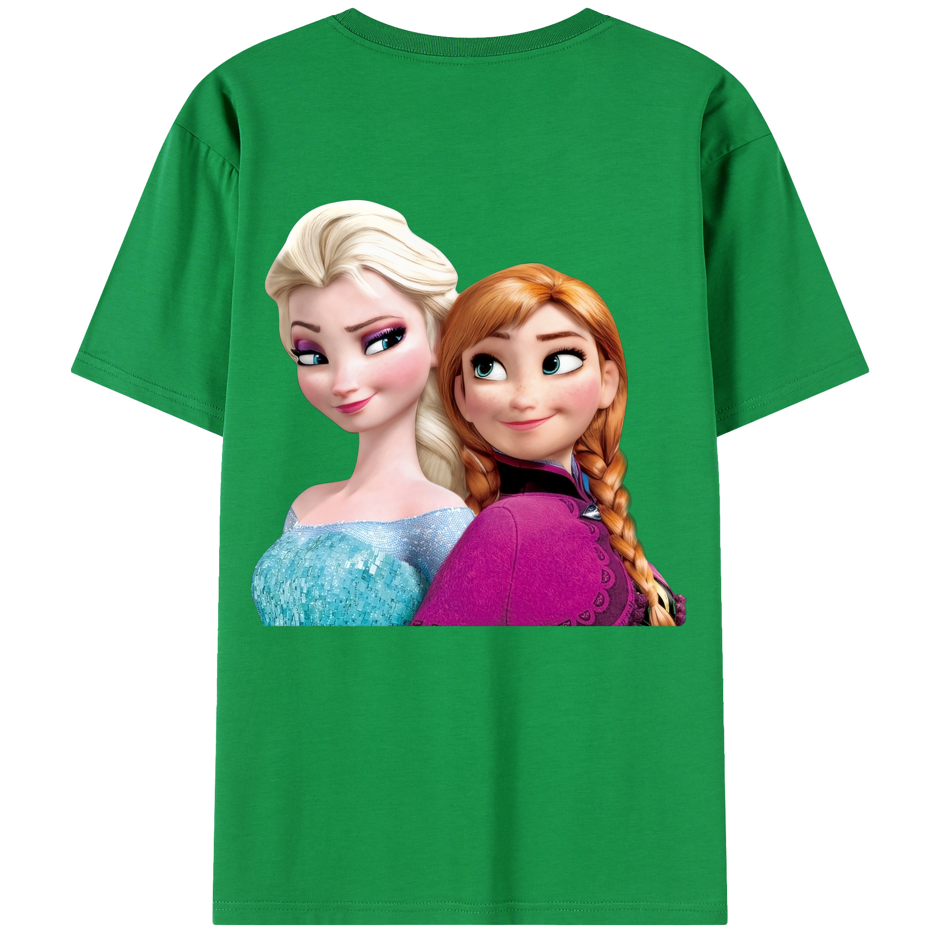 （画像用） アナと雪の女王 アンナ エルサ Frozen Anna Elsa 綿100％半袖Tシャツ（背面プリント）