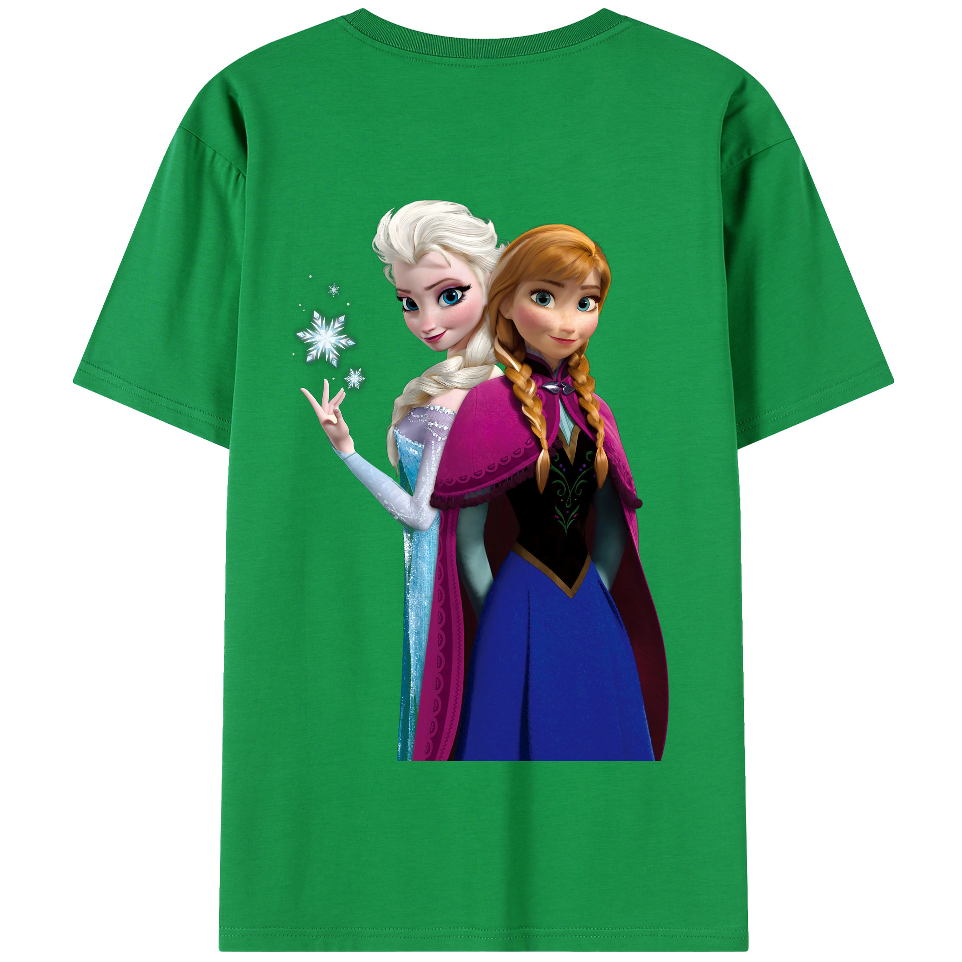 （画像用） アナと雪の女王 アンナ エルサ Frozen Anna Elsa 綿100％半袖Tシャツ（背面プリント）