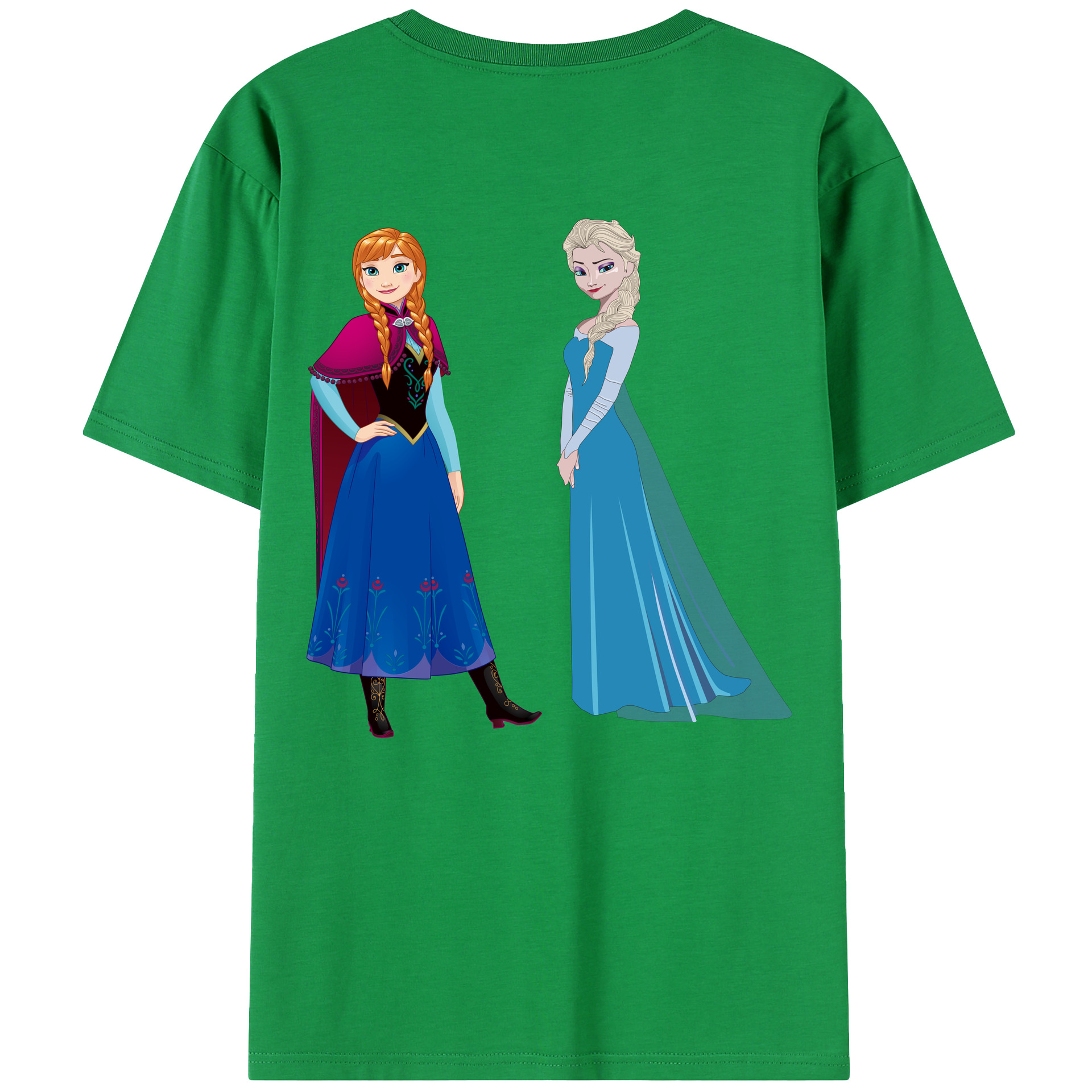 （画像用） アナと雪の女王 アンナ エルサ Frozen Anna Elsa 綿100％半袖Tシャツ（背面プリント）