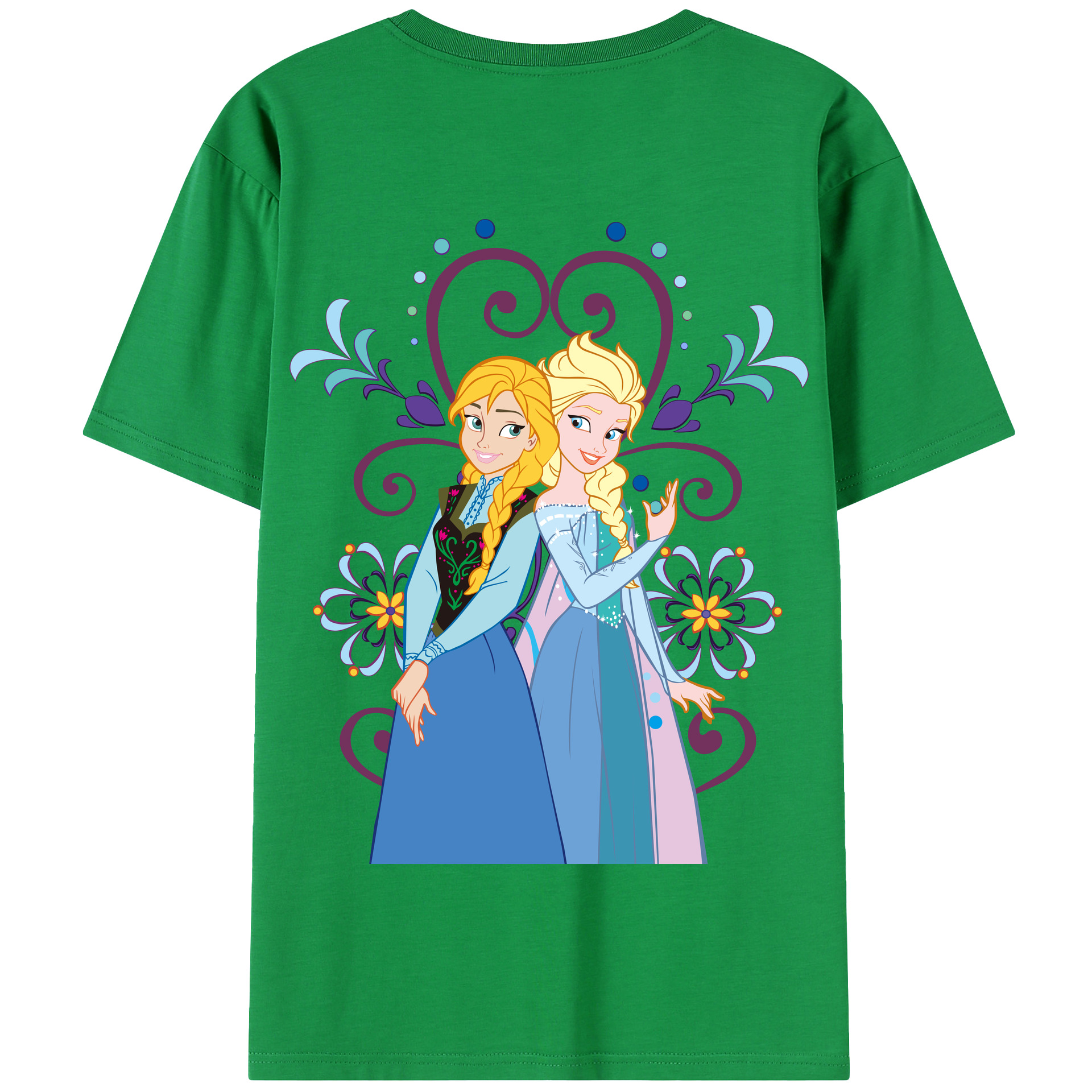 （画像用） アナと雪の女王 アンナ エルサ Frozen Anna Elsa 綿100％半袖Tシャツ（背面プリント）