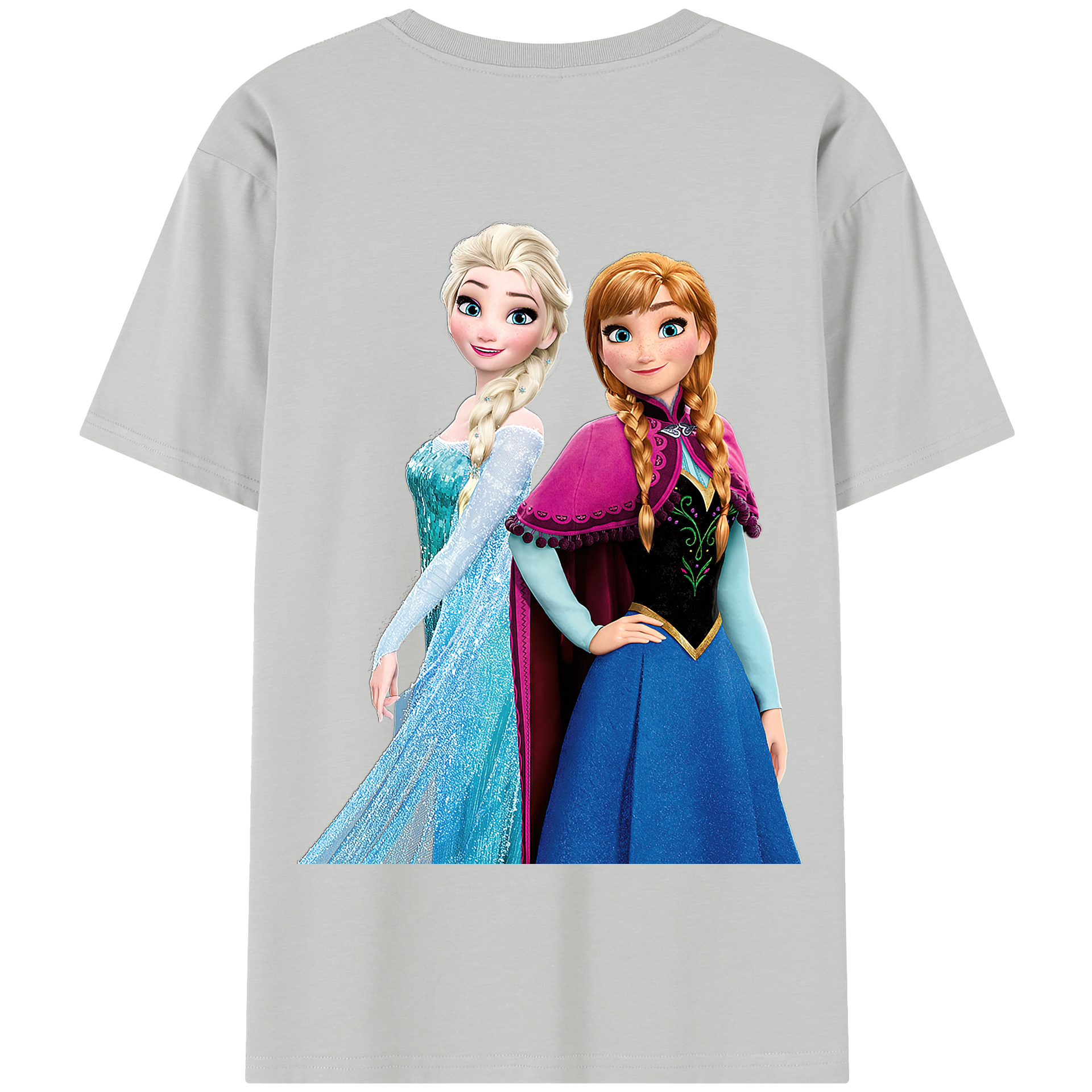 （画像用） アナと雪の女王 アンナ エルサ Frozen Anna Elsa 綿100％半袖Tシャツ（背面プリント）