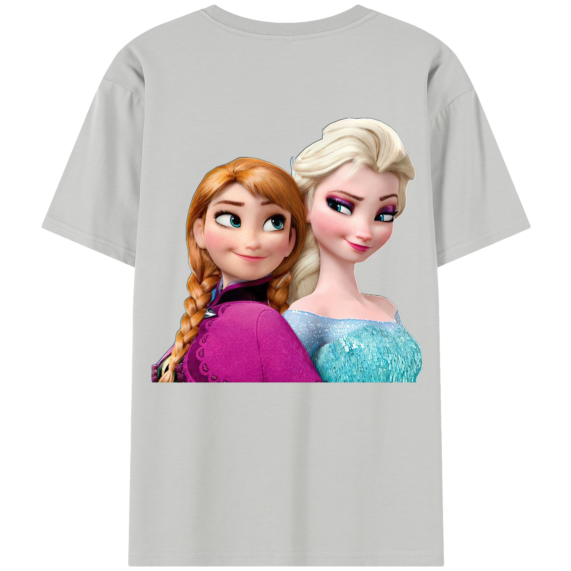 （画像用） アナと雪の女王 アンナ エルサ Frozen Anna Elsa 綿100％半袖Tシャツ（背面プリント）