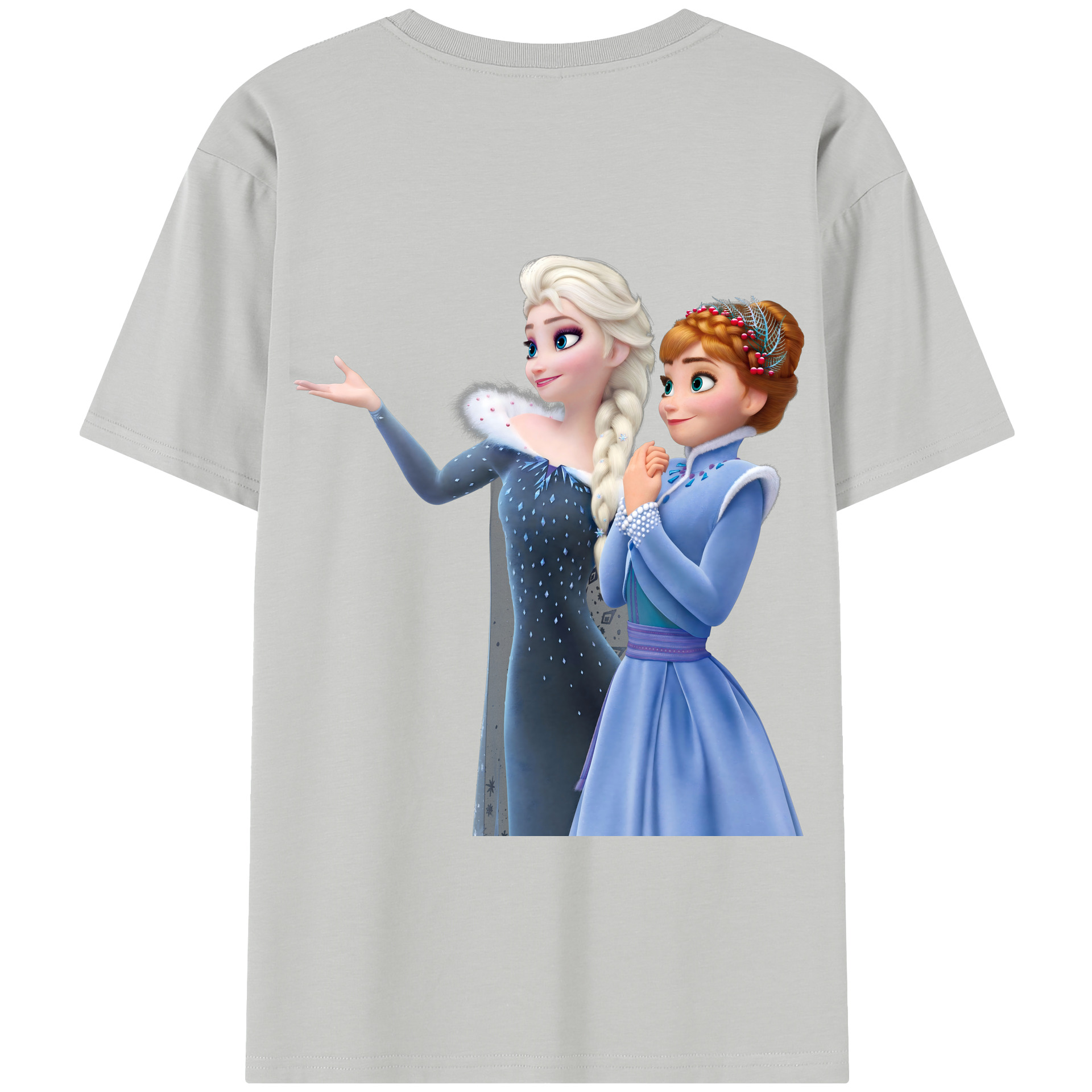 （画像用） アナと雪の女王 アンナ エルサ Frozen Anna Elsa 綿100％半袖Tシャツ（背面プリント）