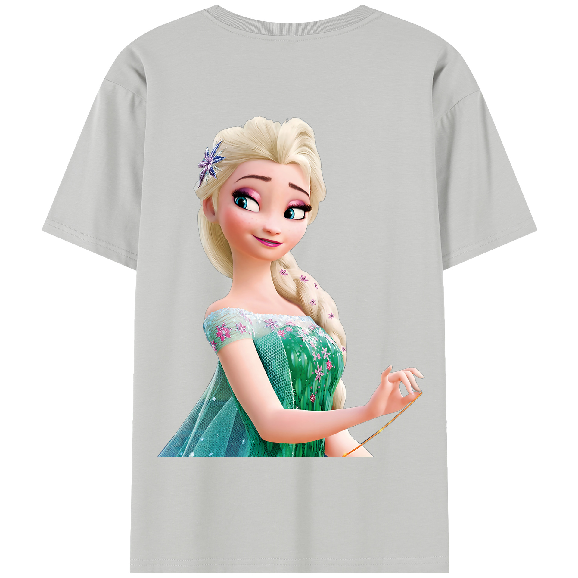 （画像用） アナと雪の女王 アンナ エルサ Frozen Anna Elsa 綿100％半袖Tシャツ（背面プリント）