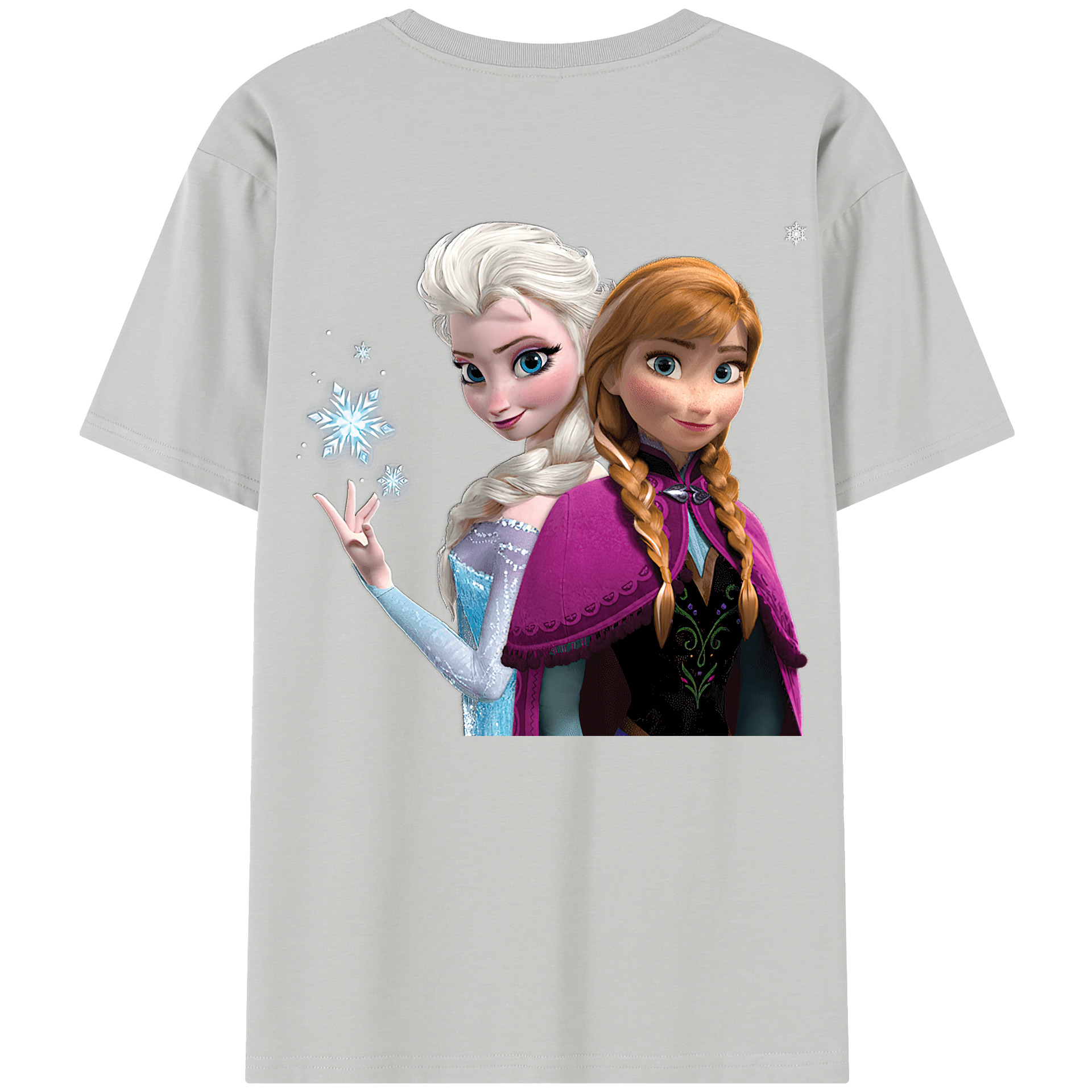 （画像用） アナと雪の女王 アンナ エルサ Frozen Anna Elsa 綿100％半袖Tシャツ（背面プリント）