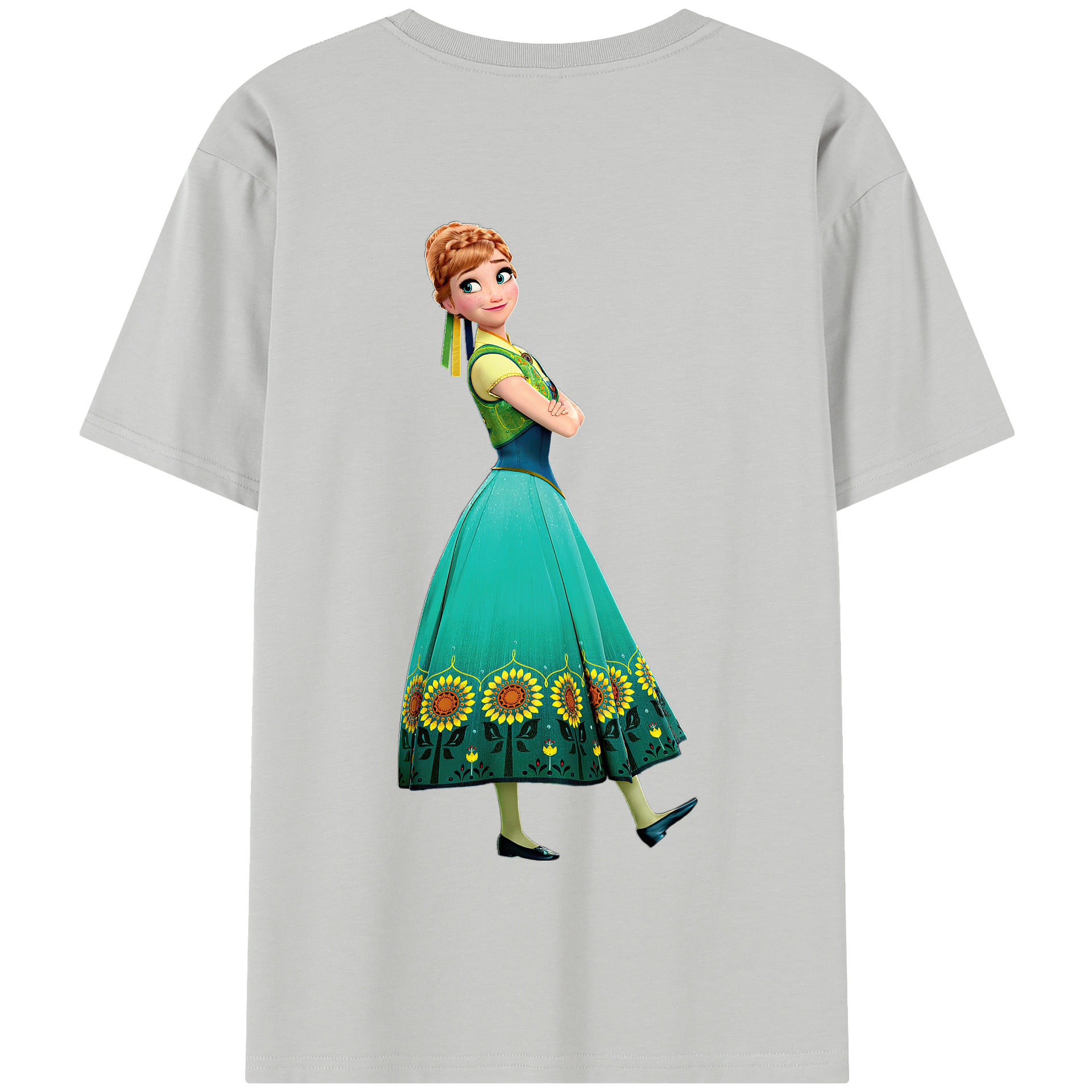 （画像用） アナと雪の女王 アンナ エルサ Frozen Anna Elsa 綿100％半袖Tシャツ（背面プリント）