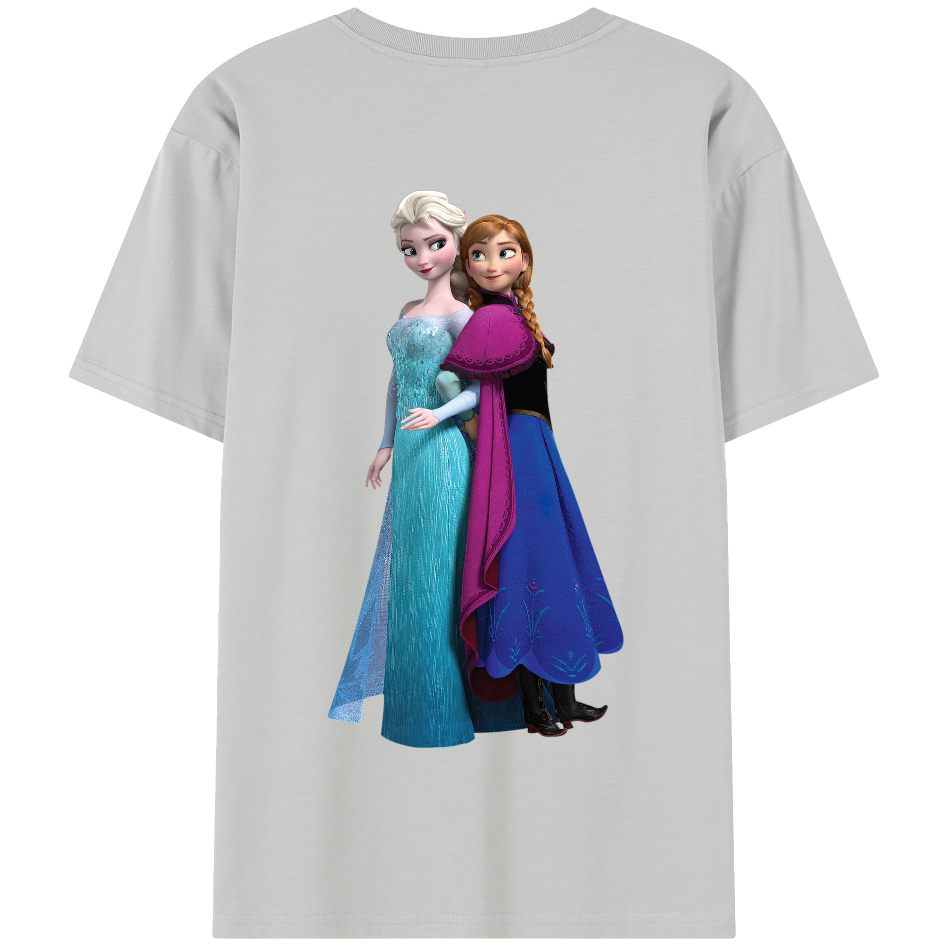 （画像用） アナと雪の女王 アンナ エルサ Frozen Anna Elsa 綿100％半袖Tシャツ（背面プリント）