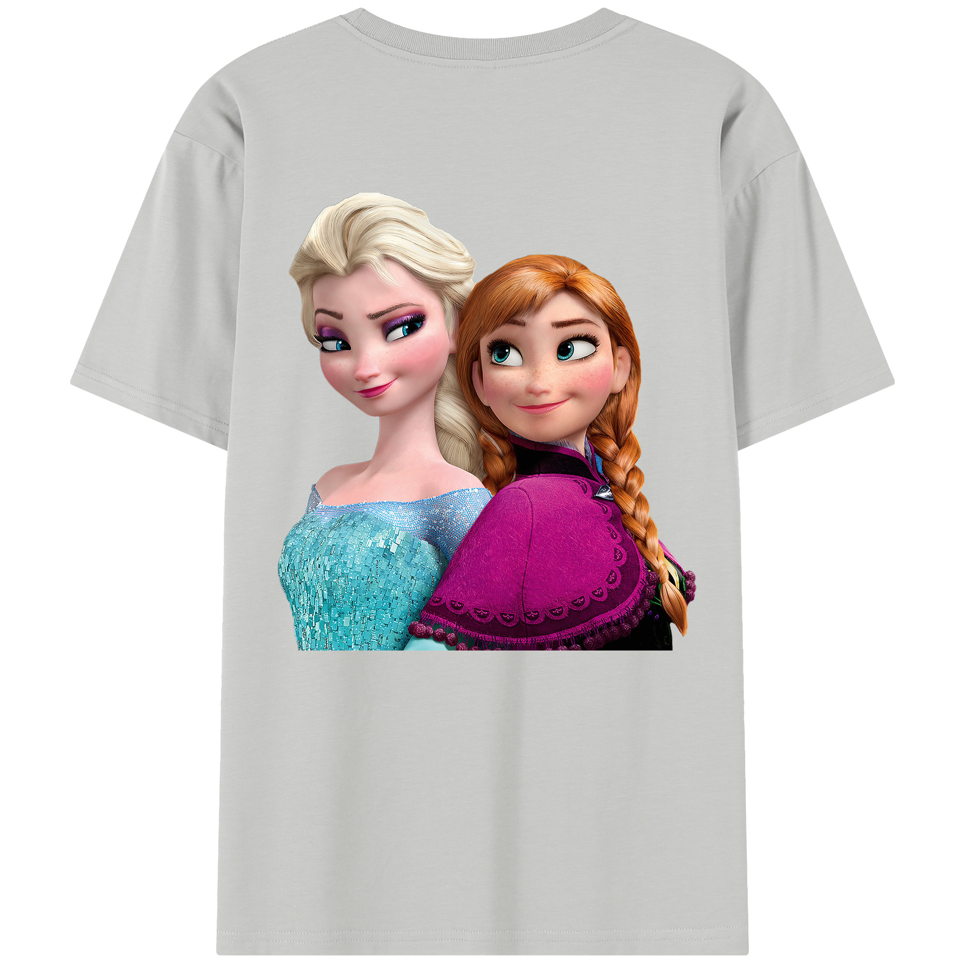 （画像用） アナと雪の女王 アンナ エルサ Frozen Anna Elsa 綿100％半袖Tシャツ（背面プリント）