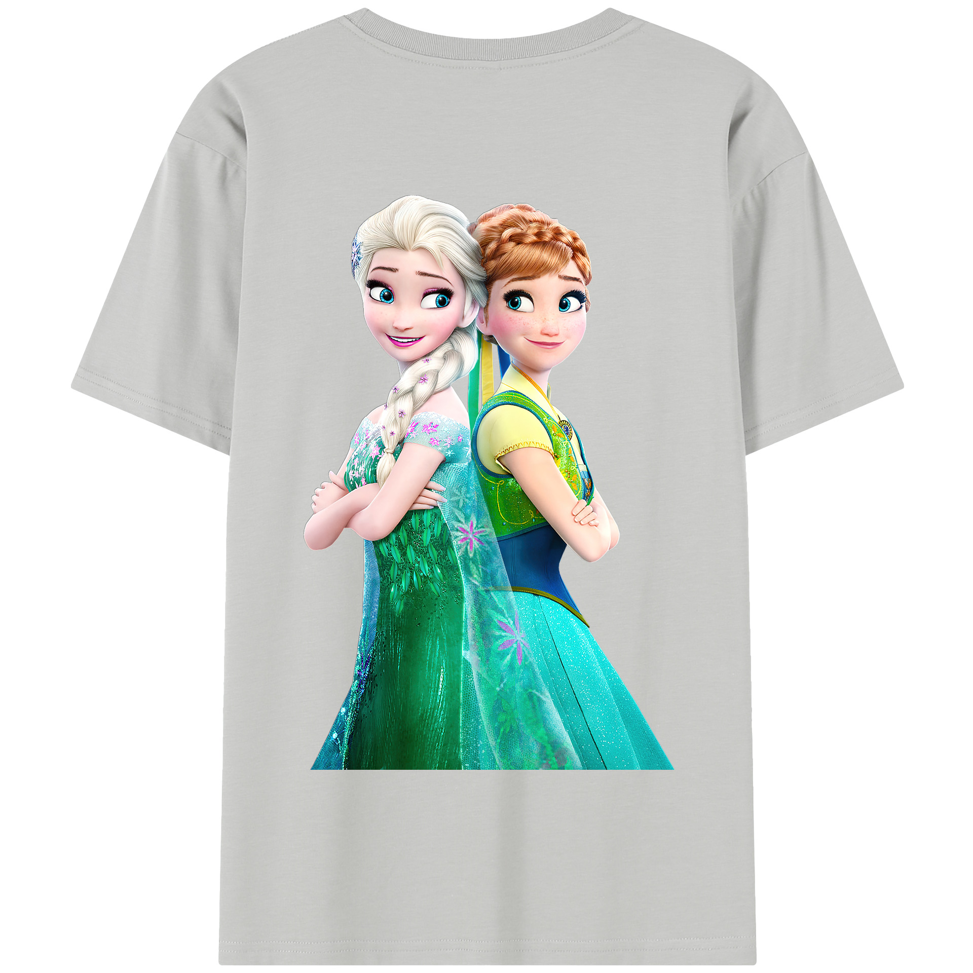 （画像用） アナと雪の女王 アンナ エルサ Frozen Anna Elsa 綿100％半袖Tシャツ（背面プリント）