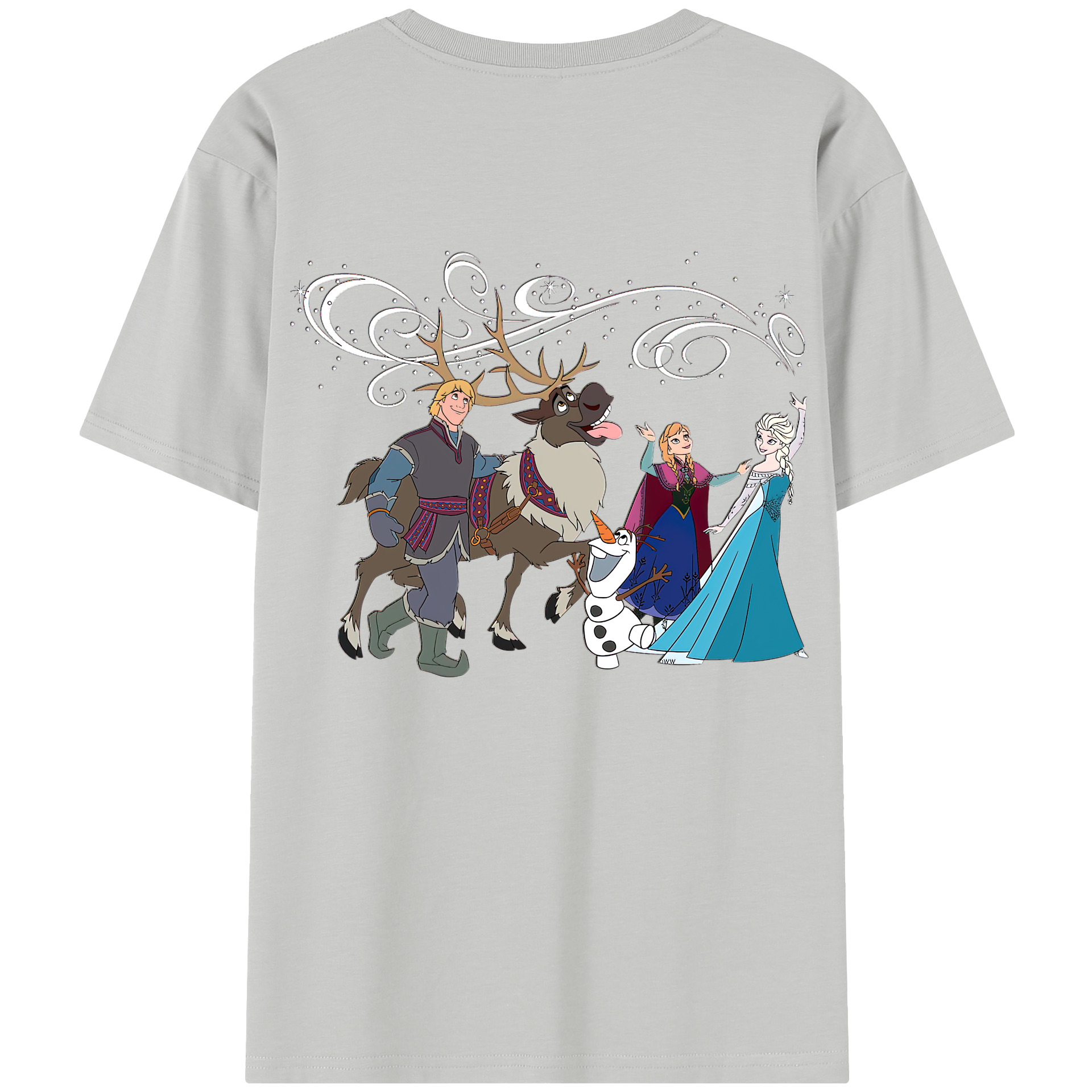 （画像用） アナと雪の女王 アンナ エルサ Frozen Anna Elsa 綿100％半袖Tシャツ（背面プリント）