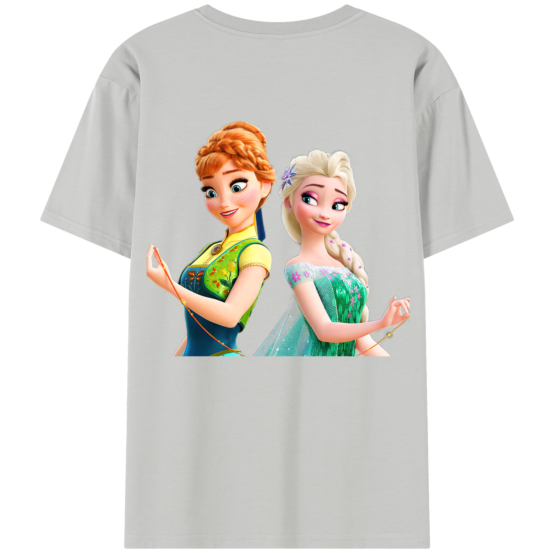 （画像用） アナと雪の女王 アンナ エルサ Frozen Anna Elsa 綿100％半袖Tシャツ（背面プリント）