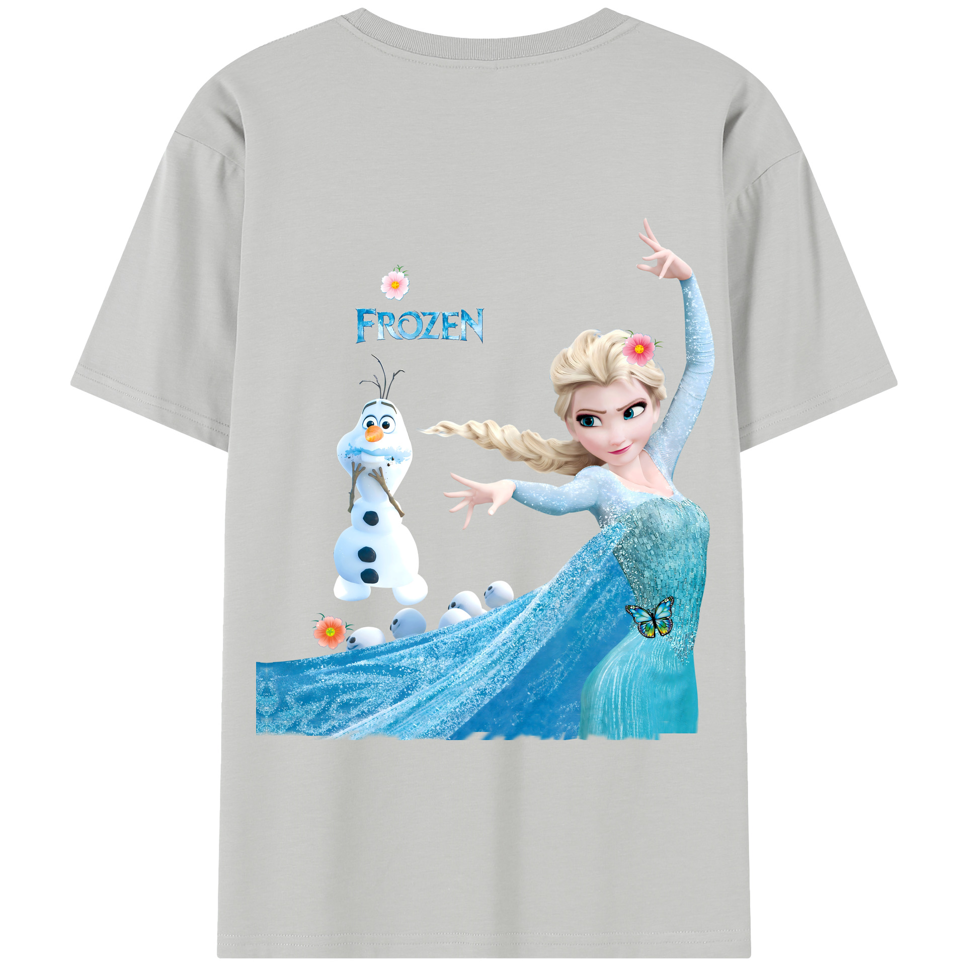 （画像用） アナと雪の女王 アンナ エルサ Frozen Anna Elsa 綿100％半袖Tシャツ（背面プリント）