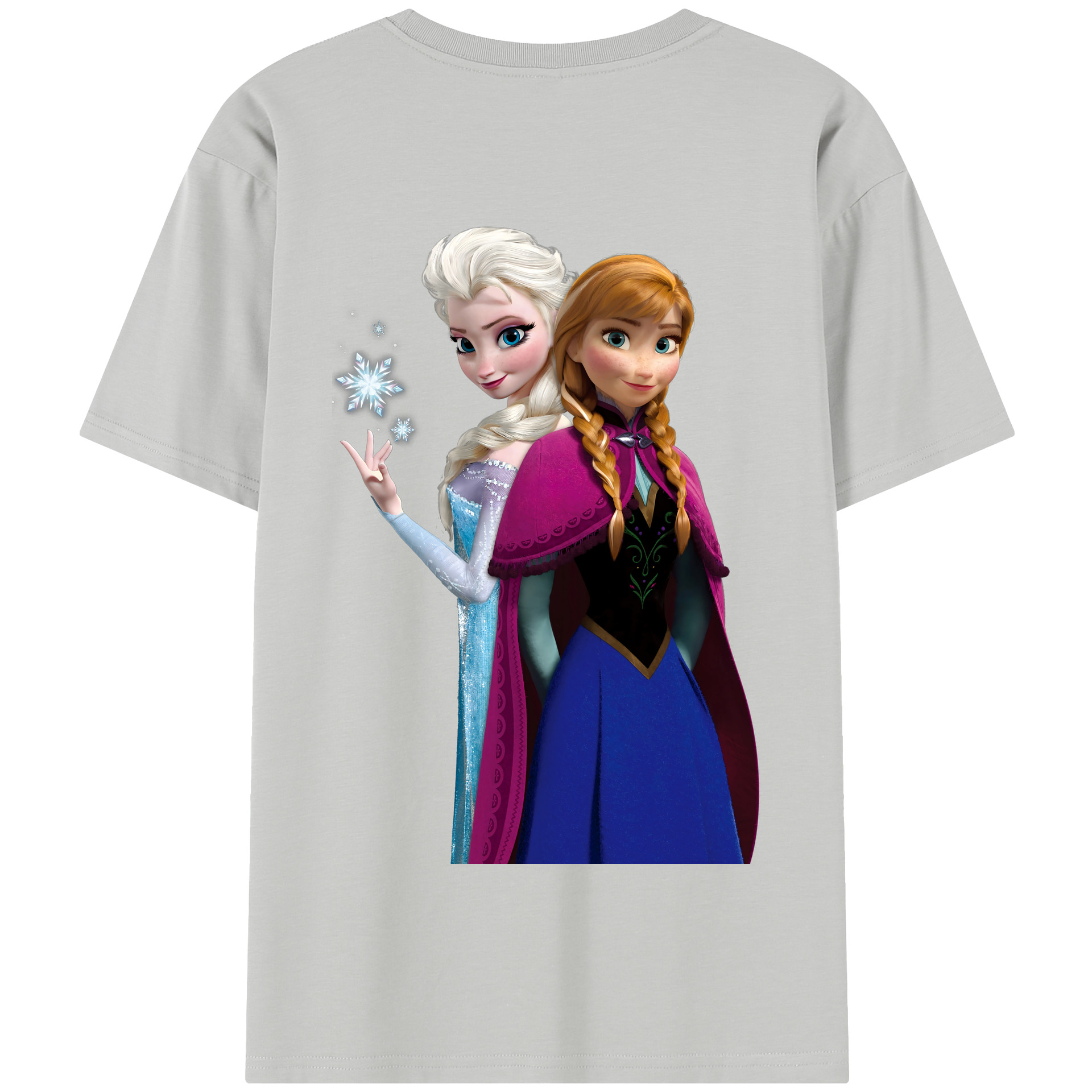（画像用） アナと雪の女王 アンナ エルサ Frozen Anna Elsa 綿100％半袖Tシャツ（背面プリント）